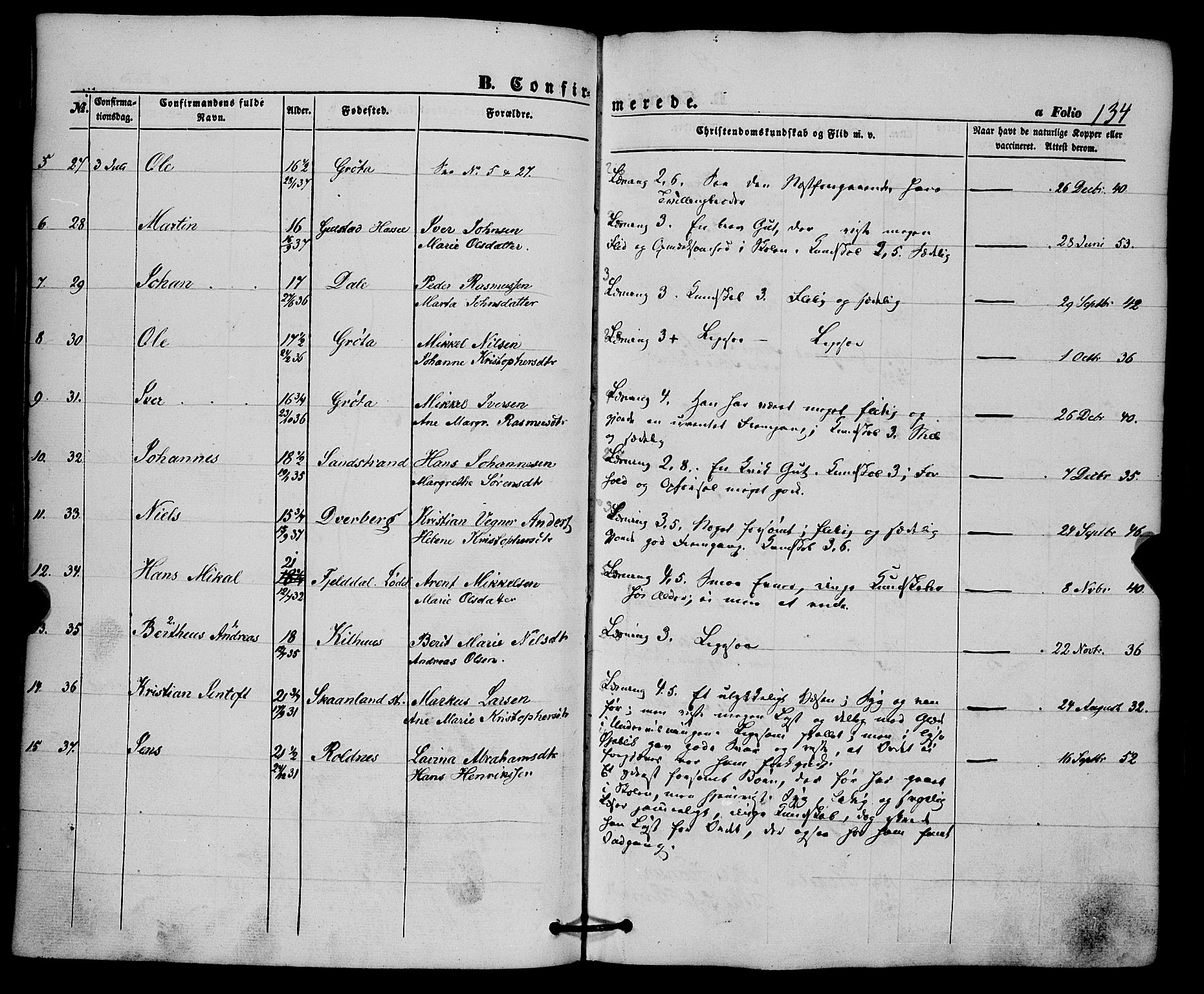 Trondenes sokneprestkontor, AV/SATØ-S-1319/H/Ha/L0011kirke: Parish register (official) no. 11, 1853-1862, p. 134