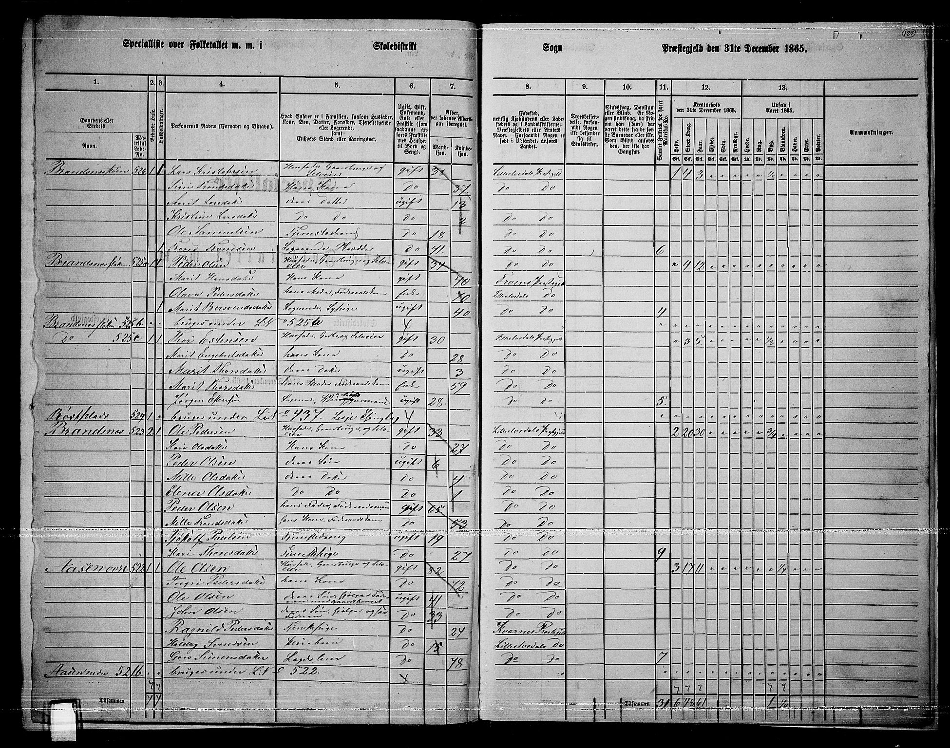 RA, 1865 census for Lille Elvedalen, 1865, p. 151