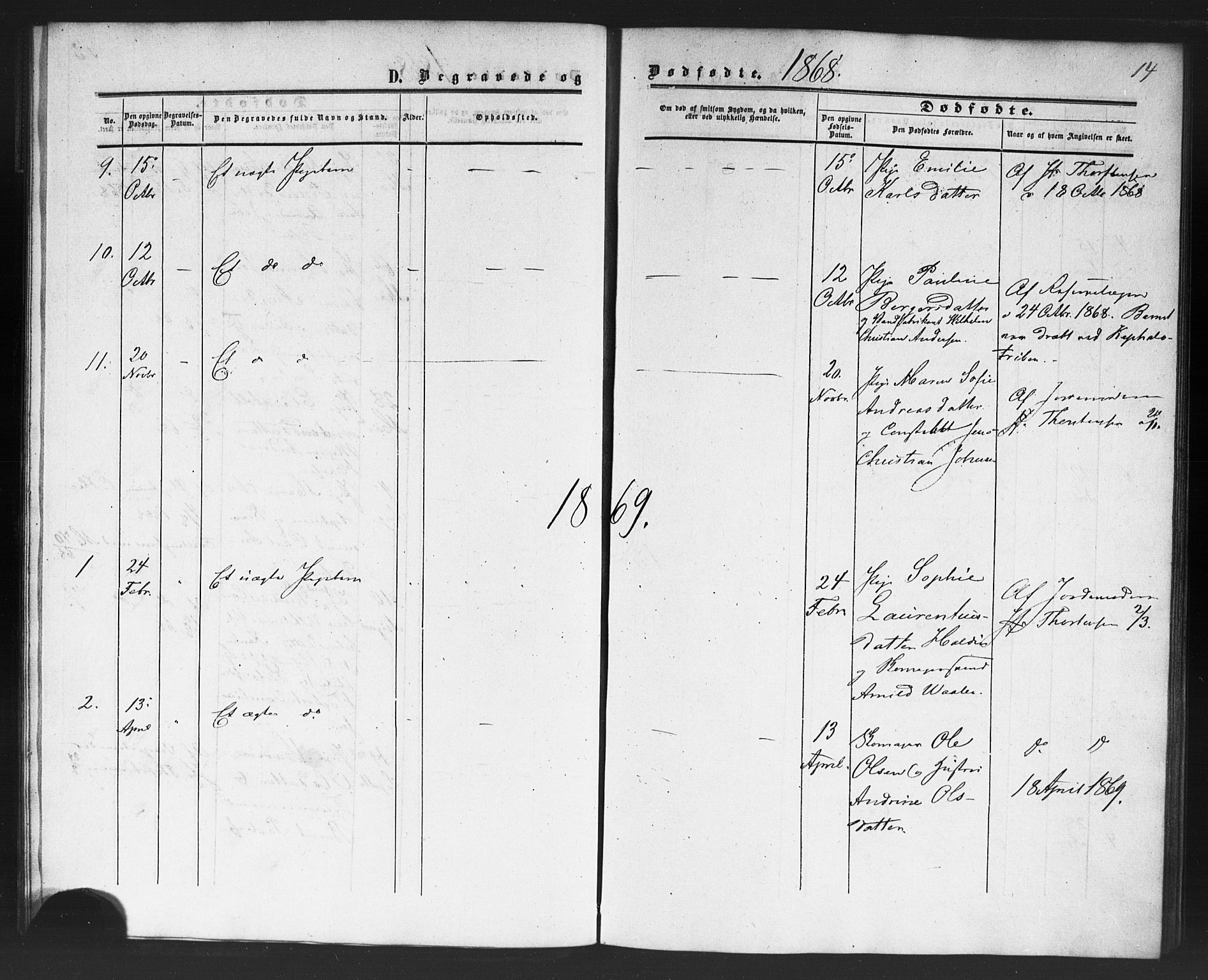 Rikshospitalet prestekontor Kirkebøker, SAO/A-10309b/F/L0005: Parish register (official) no. 5, 1859-1887, p. 14