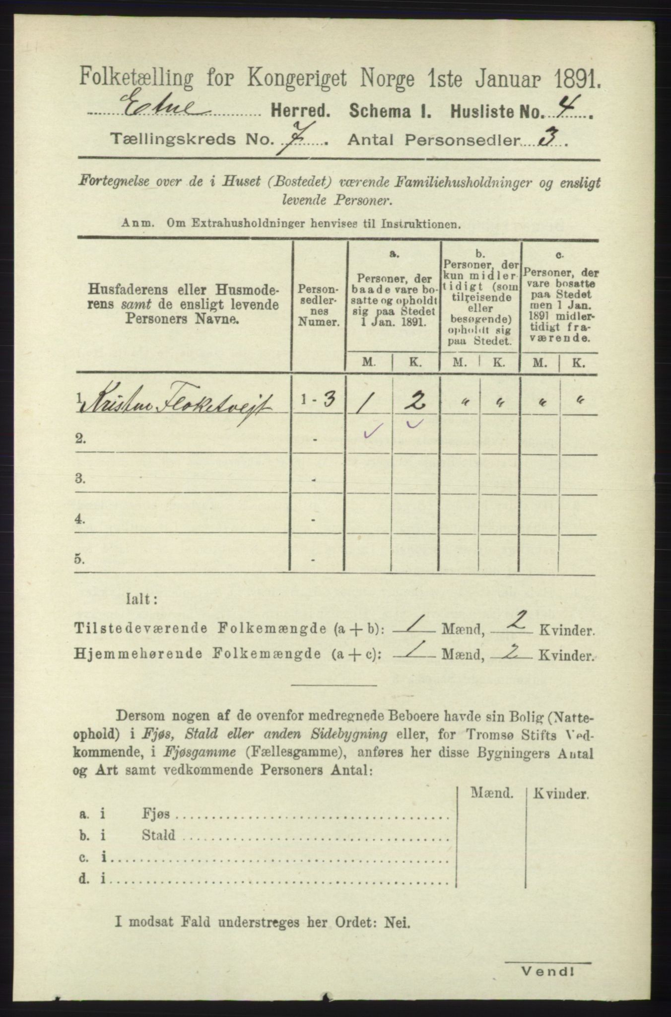 RA, 1891 census for 1211 Etne, 1891, p. 1363