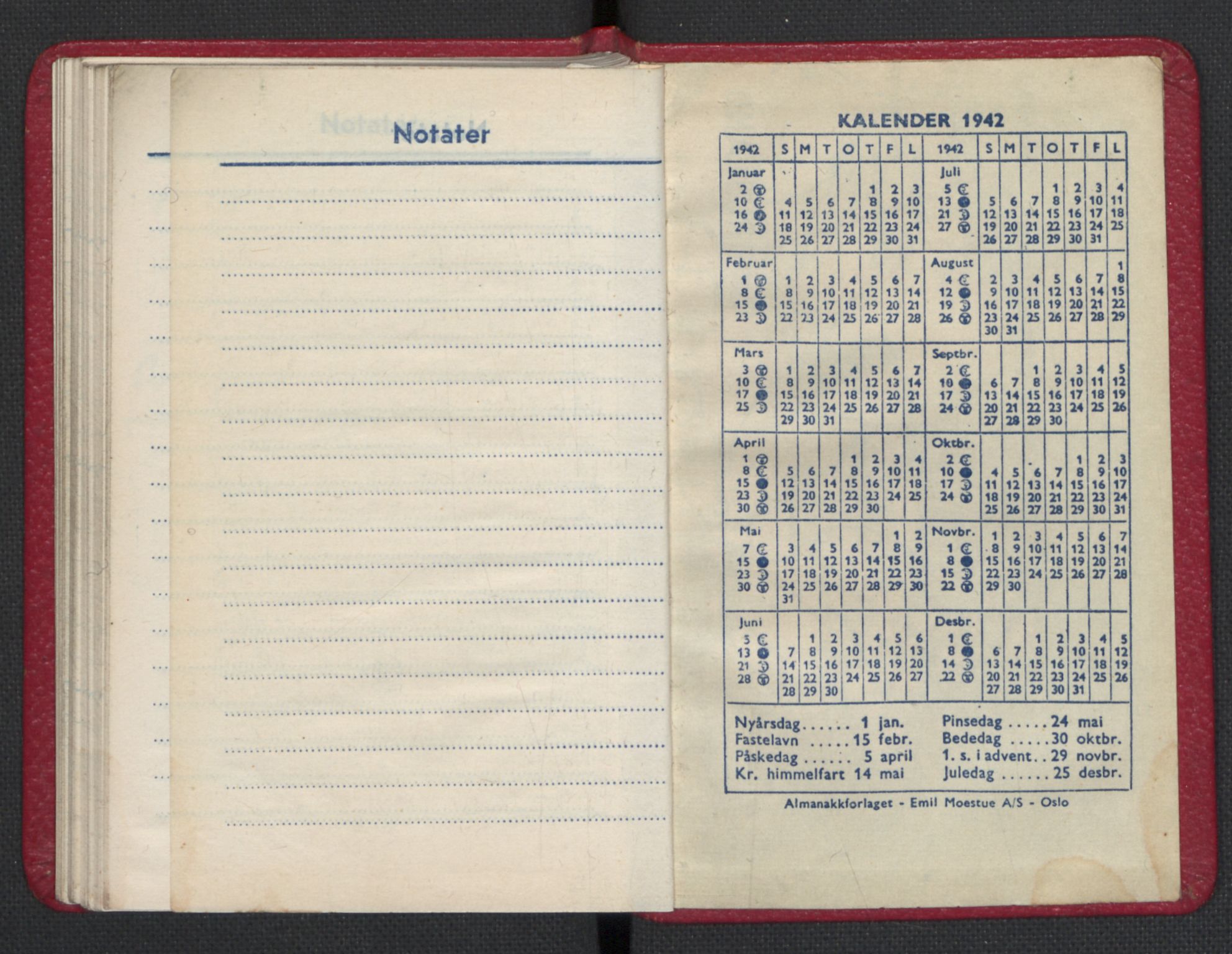 Quisling, Vidkun, AV/RA-PA-0750/H/L0001: 7. sanser (lommealmanakker) med Quislings egenhendige innførsler - 22 stk. i skinnmappe, 1922-1944, p. 1569