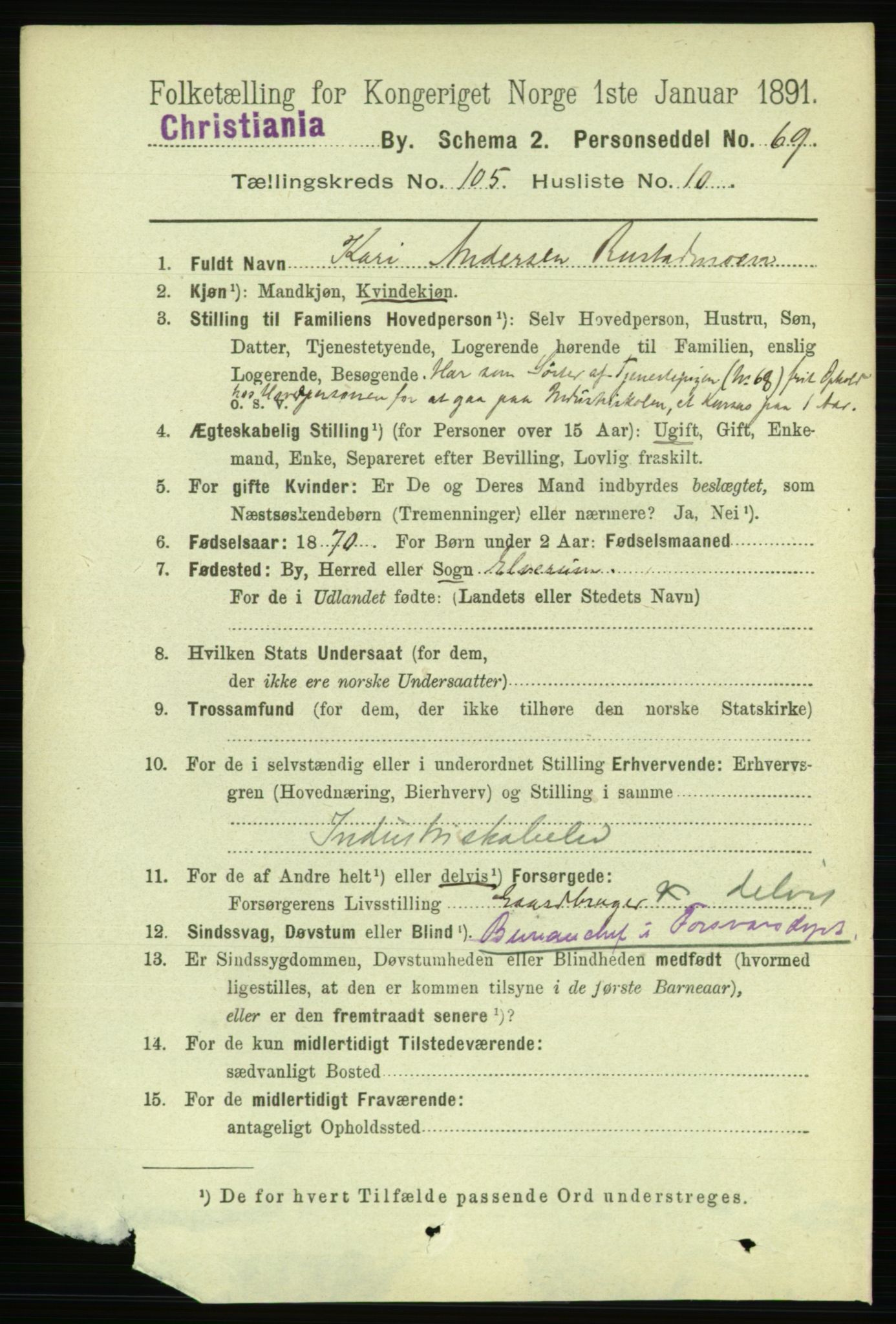 RA, 1891 census for 0301 Kristiania, 1891, p. 53393