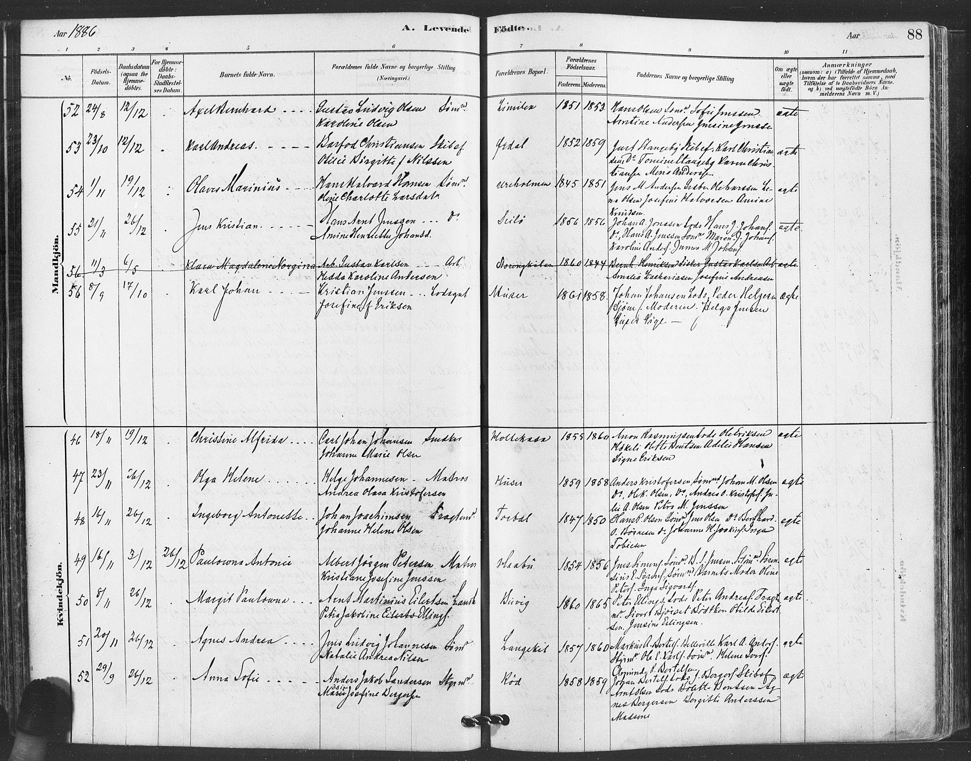 Hvaler prestekontor Kirkebøker, AV/SAO-A-2001/F/Fa/L0008: Parish register (official) no. I 8, 1878-1895, p. 88