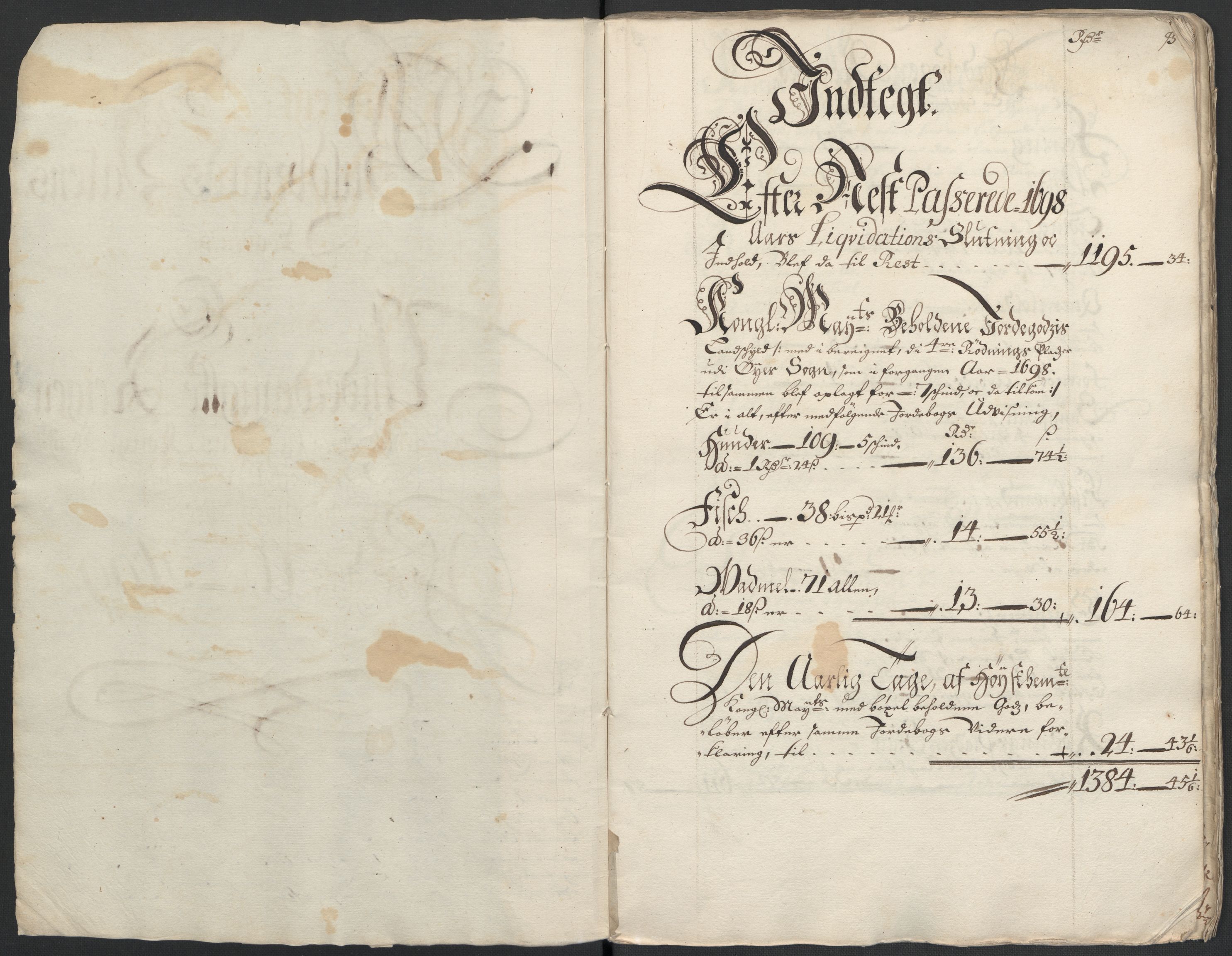 Rentekammeret inntil 1814, Reviderte regnskaper, Fogderegnskap, RA/EA-4092/R17/L1172: Fogderegnskap Gudbrandsdal, 1699, p. 4