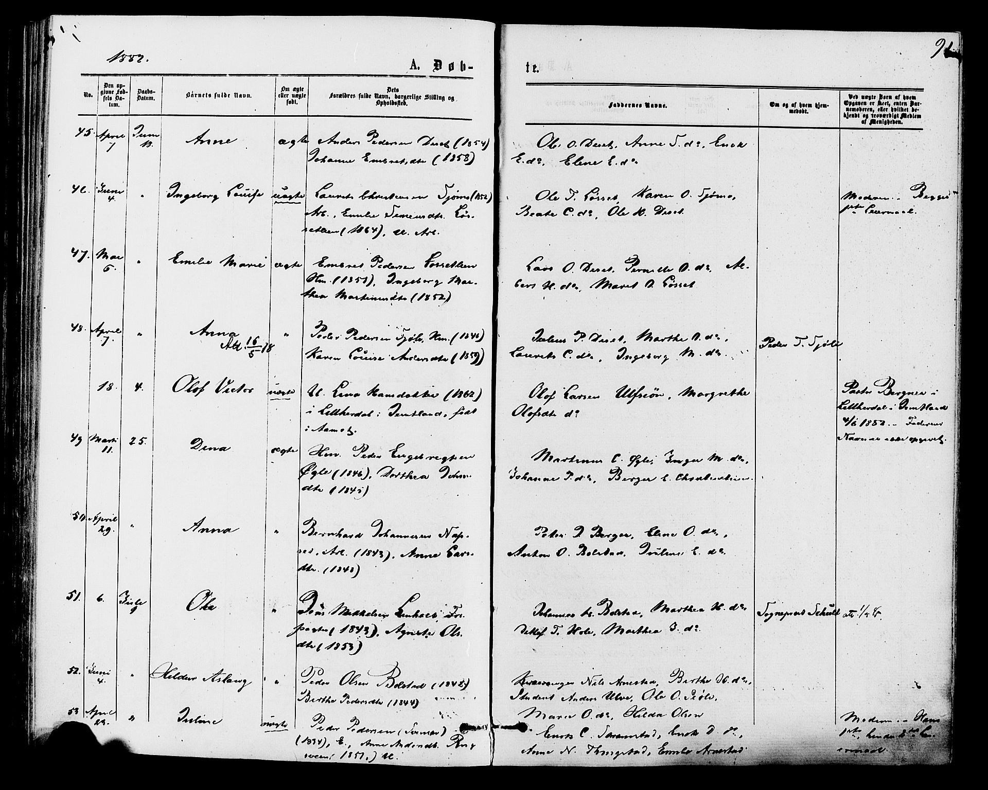 Åmot prestekontor, Hedmark, AV/SAH-PREST-056/H/Ha/Haa/L0009: Parish register (official) no. 9, 1875-1883, p. 91