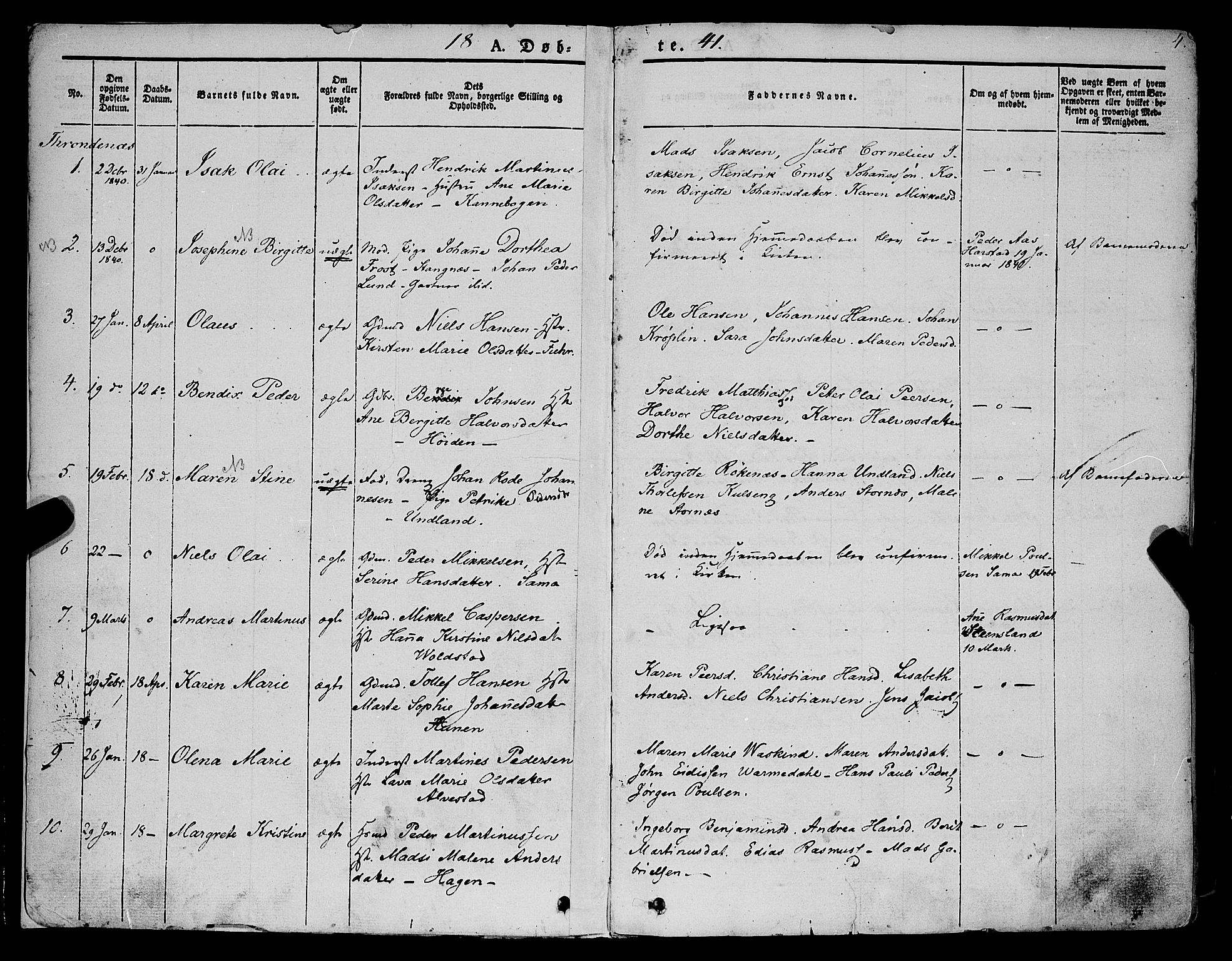 Trondenes sokneprestkontor, SATØ/S-1319/H/Ha/L0009kirke: Parish register (official) no. 9, 1841-1852, p. 4