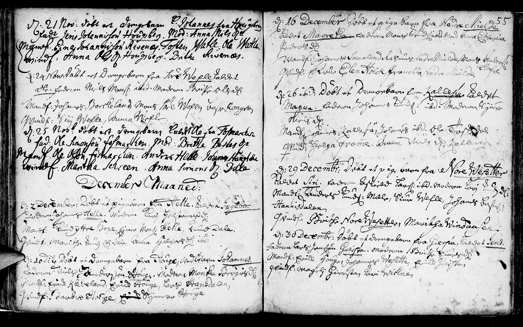 Haus sokneprestembete, AV/SAB-A-75601/H/Haa: Parish register (official) no. A 5, 1733-1747, p. 55