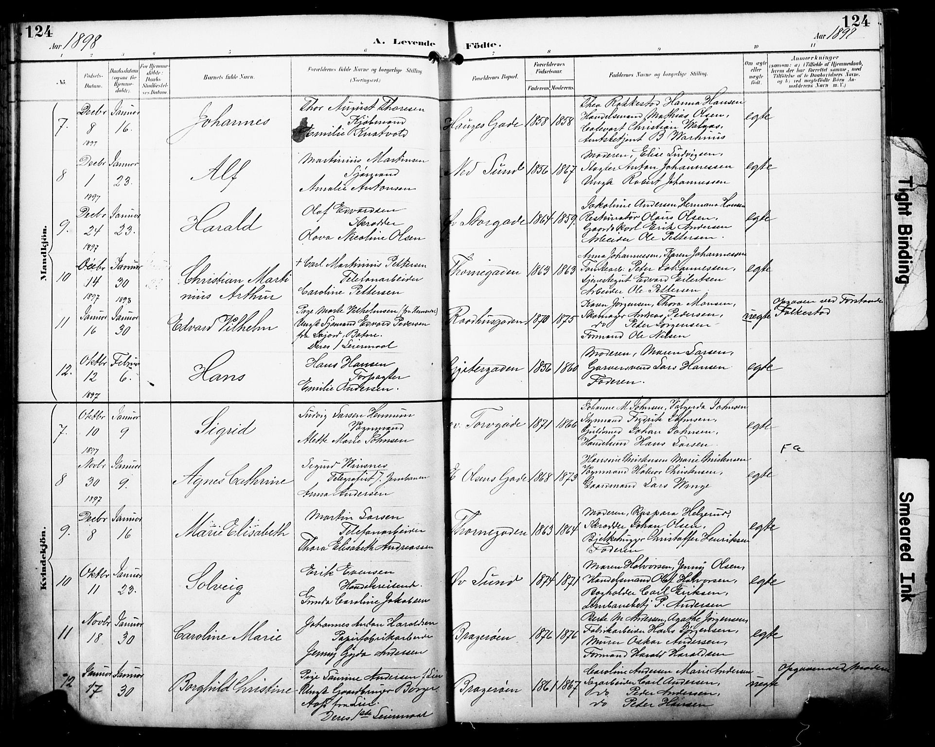Bragernes kirkebøker, SAKO/A-6/F/Fb/L0008: Parish register (official) no. II 8, 1894-1902, p. 124