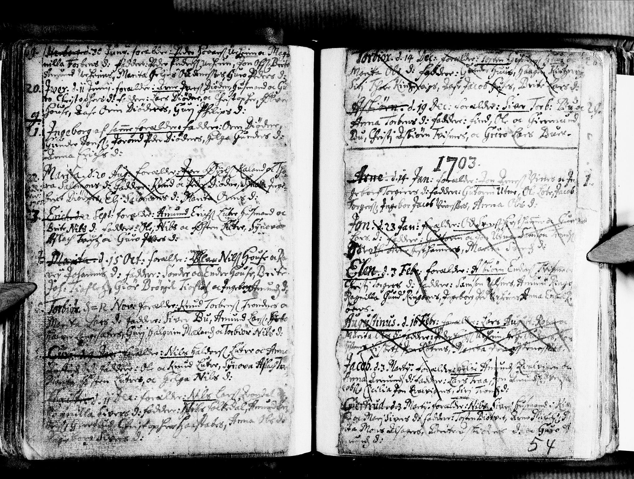 Ullensvang sokneprestembete, SAB/A-78701/H/Haa: Parish register (official) no. A 1 /2, 1669-1719, p. 54
