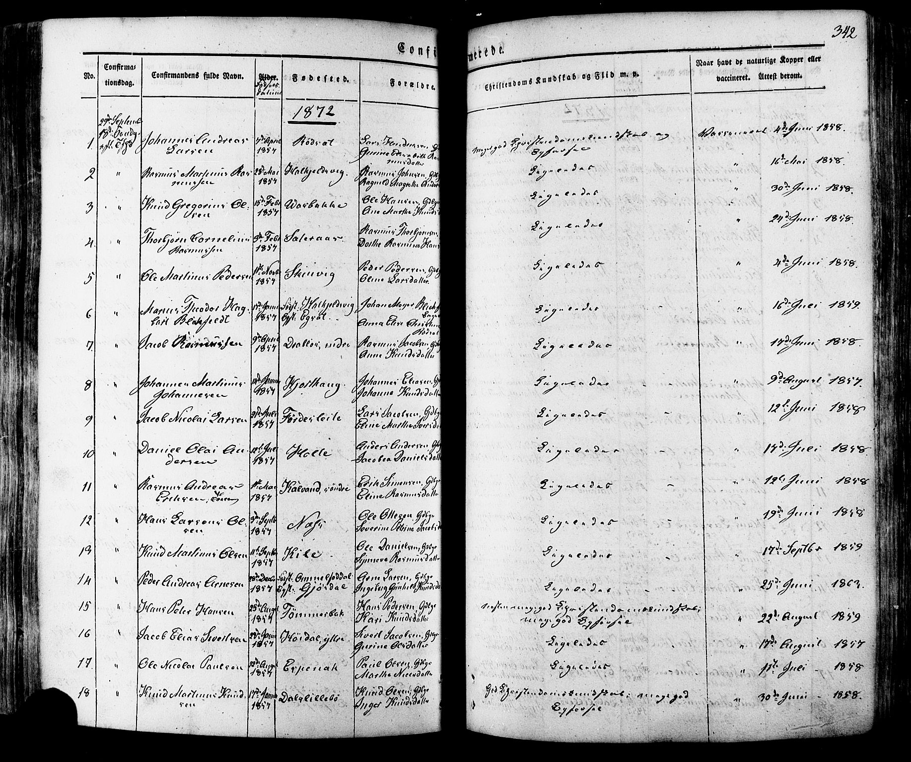 Ministerialprotokoller, klokkerbøker og fødselsregistre - Møre og Romsdal, SAT/A-1454/511/L0140: Parish register (official) no. 511A07, 1851-1878, p. 342