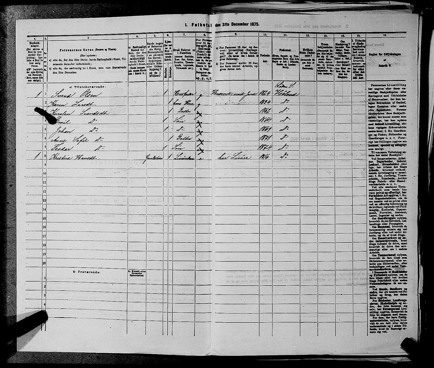 RA, 1875 census for 0221P Høland, 1875, p. 789