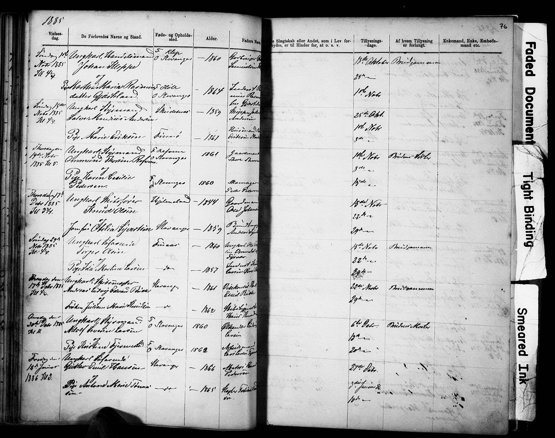 Domkirken sokneprestkontor, SAST/A-101812/001/30/30BB/L0014: Parish register (copy) no. B 14, 1875-1902, p. 76