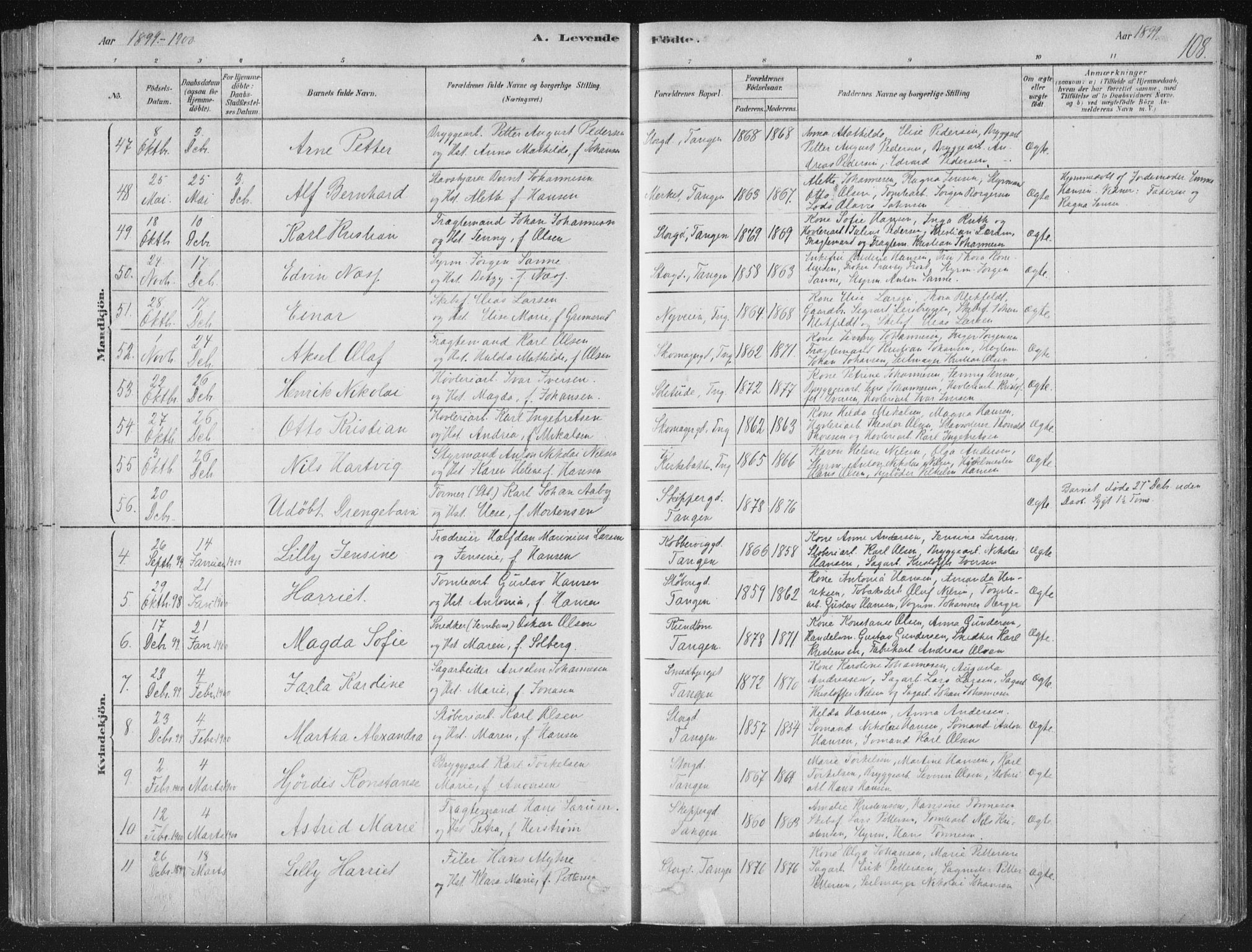 Strømsø kirkebøker, AV/SAKO-A-246/F/Fb/L0005: Parish register (official) no. II 5, 1877-1902, p. 108
