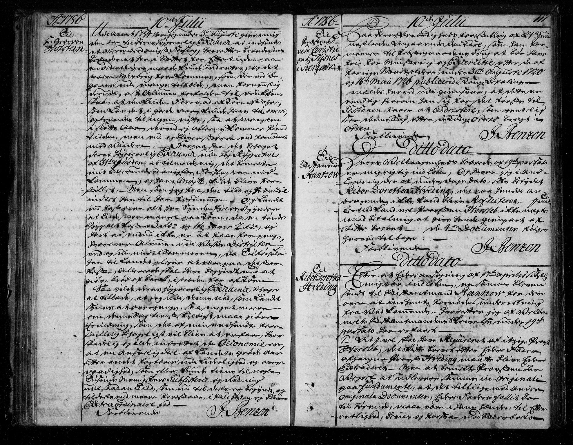 Stattholderembetet 1572-1771, AV/RA-EA-2870/Bf/L0002: Stattholderprotokoll (allmenn kopibok), 1753-1758, p. 110b-111a