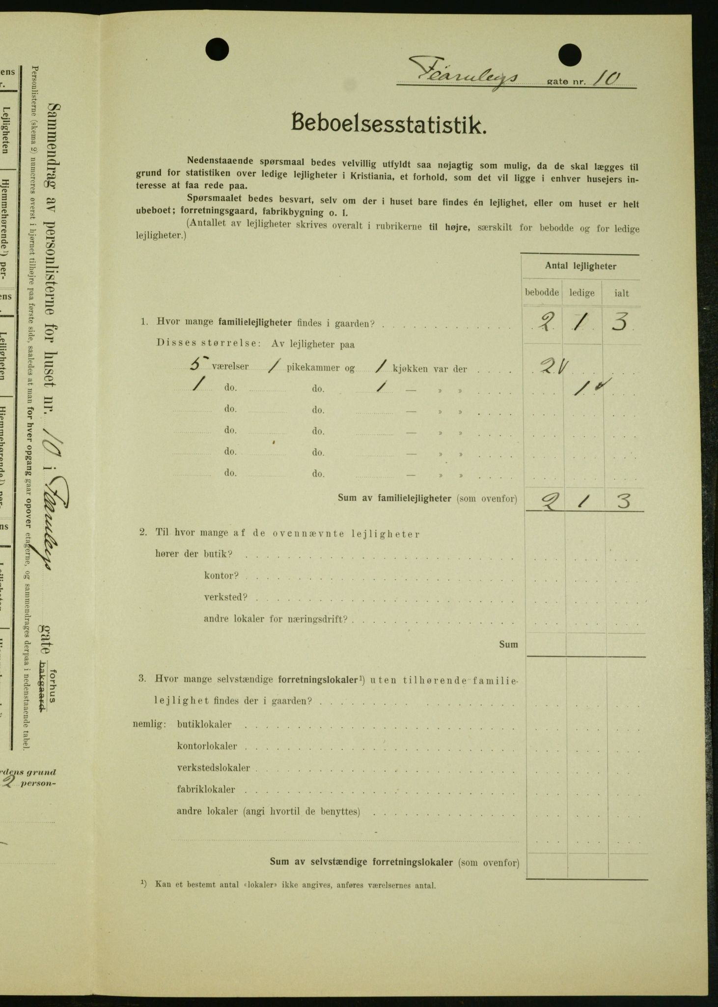 OBA, Municipal Census 1909 for Kristiania, 1909, p. 21616