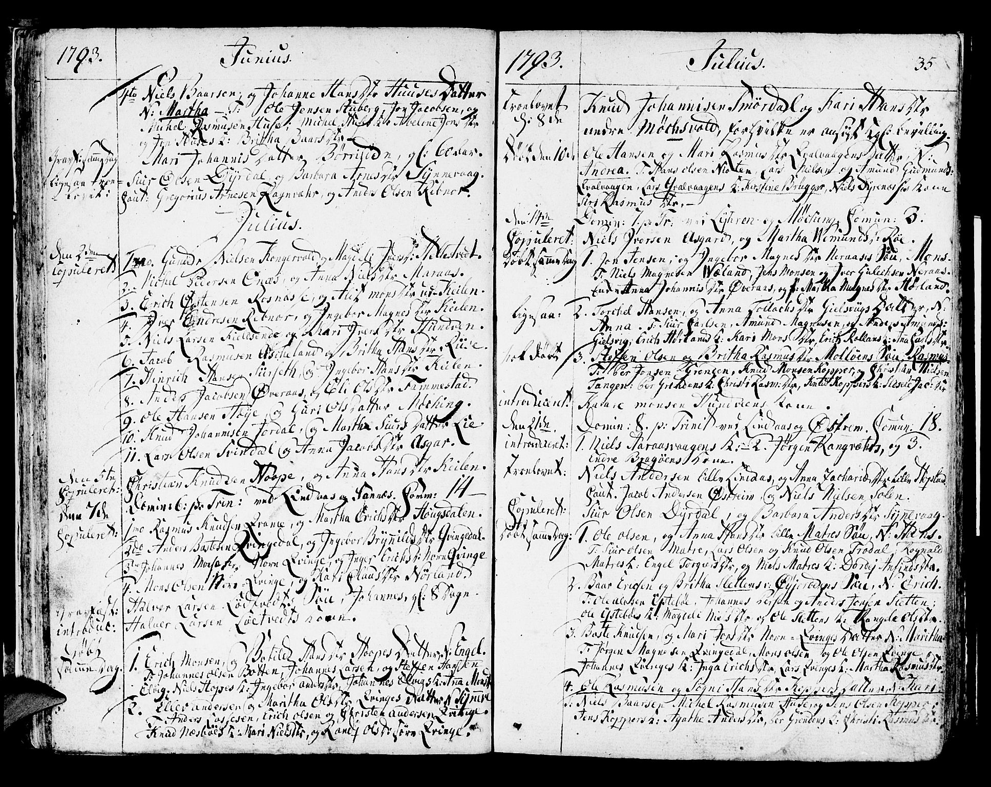 Lindås Sokneprestembete, AV/SAB-A-76701/H/Haa/Haaa/L0005: Parish register (official) no. A 5, 1791-1813, p. 35