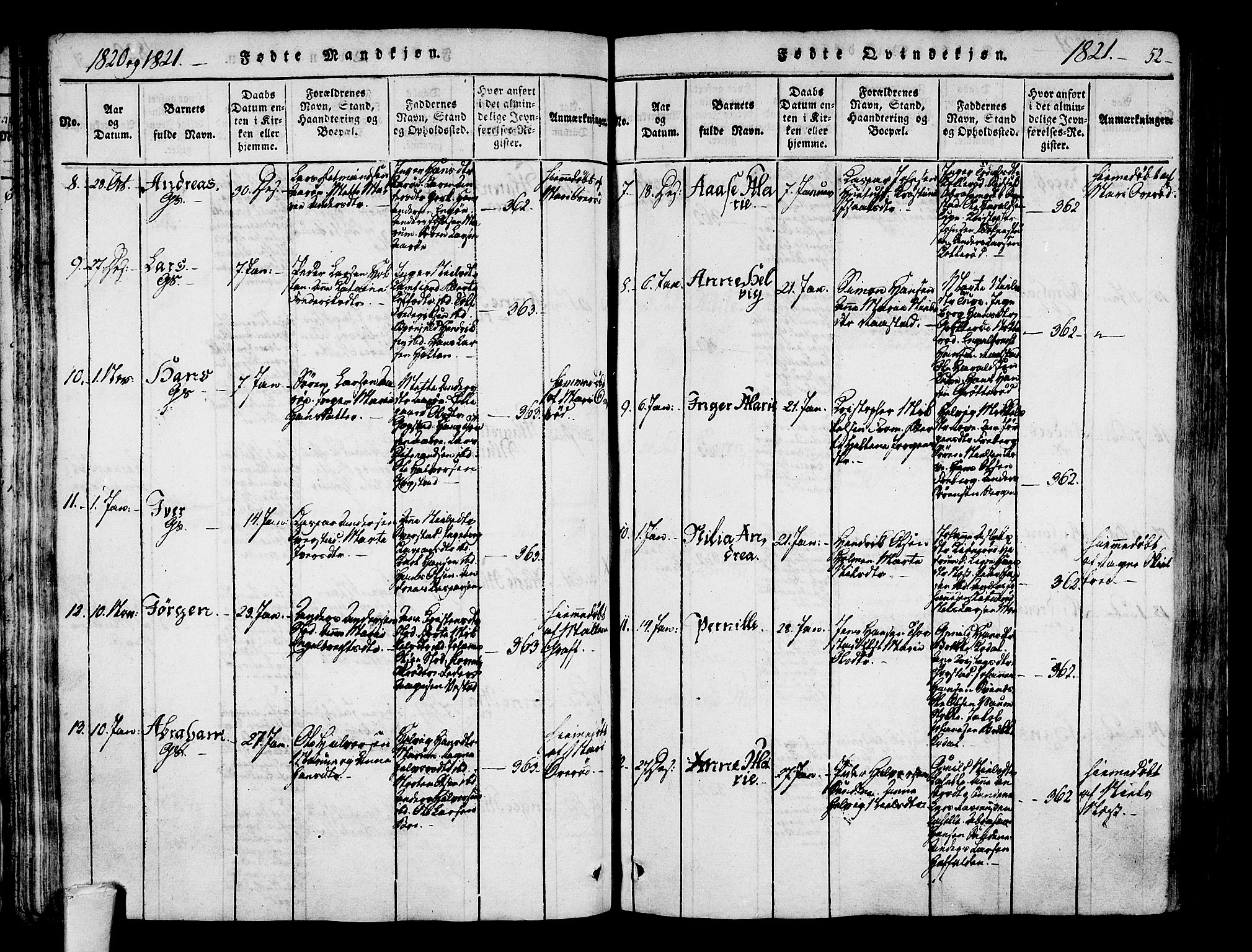 Sandar kirkebøker, AV/SAKO-A-243/F/Fa/L0004: Parish register (official) no. 4, 1814-1832, p. 52