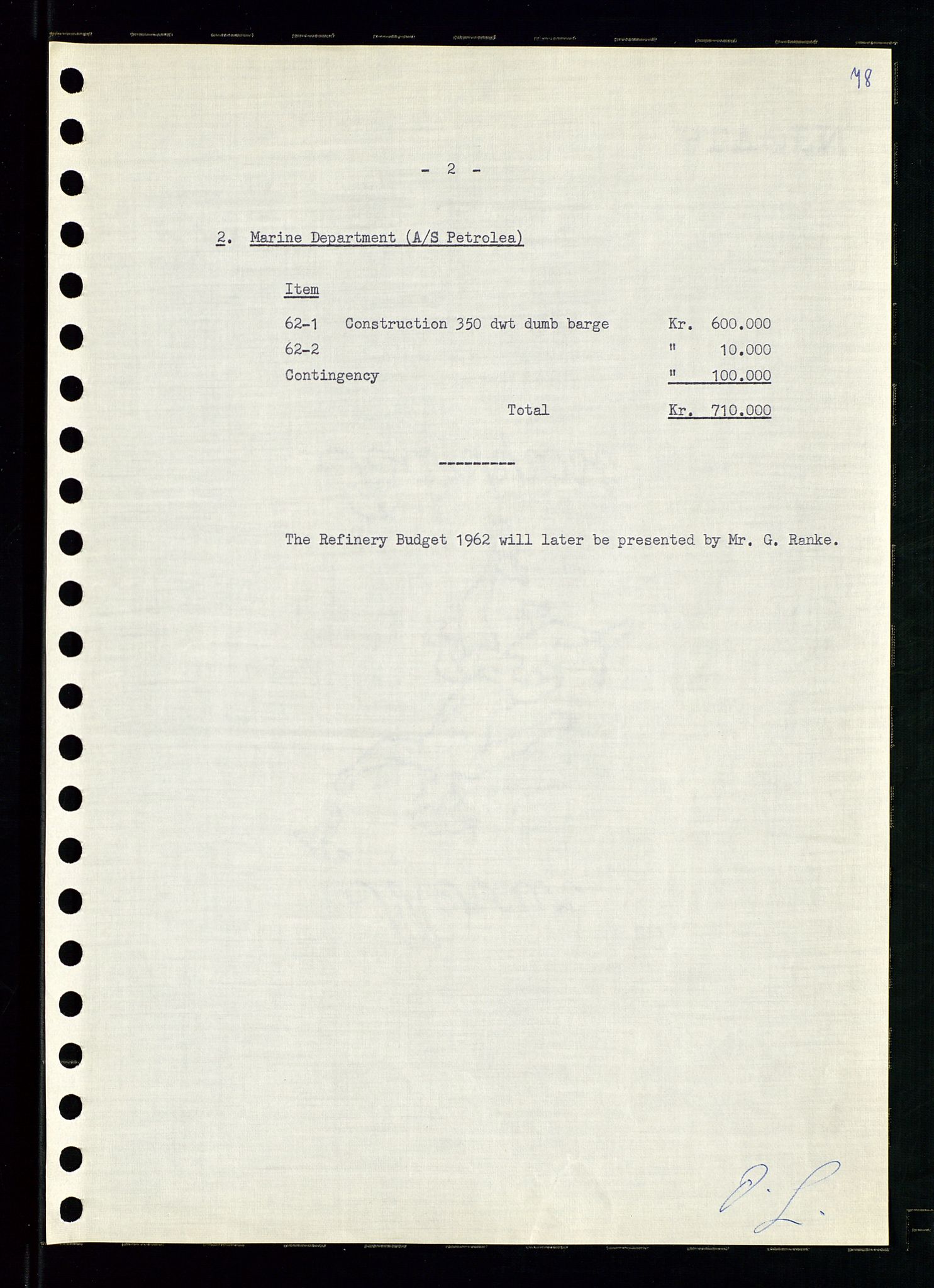 Pa 0982 - Esso Norge A/S, AV/SAST-A-100448/A/Aa/L0001/0002: Den administrerende direksjon Board minutes (styrereferater) / Den administrerende direksjon Board minutes (styrereferater), 1960-1961, p. 125