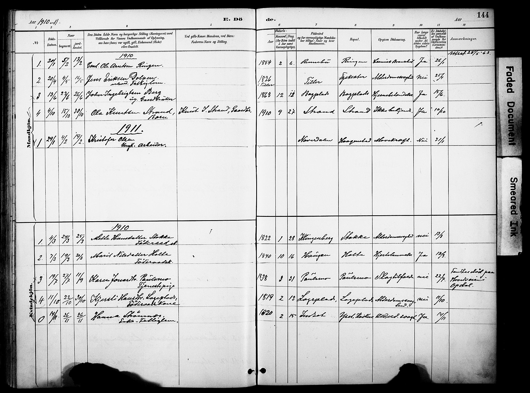 Kvikne prestekontor, SAH/PREST-064/H/Ha/Haa/L0007: Parish register (official) no. 7, 1887-1911, p. 144