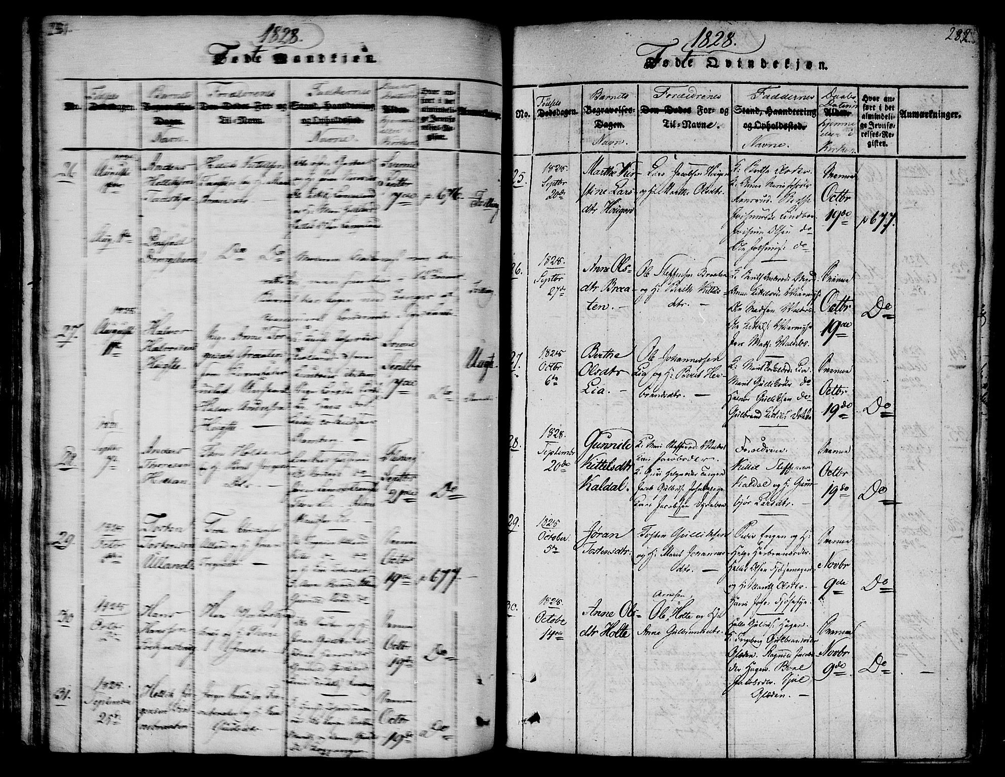 Flesberg kirkebøker, AV/SAKO-A-18/F/Fa/L0005: Parish register (official) no. I 5, 1816-1834, p. 281-282