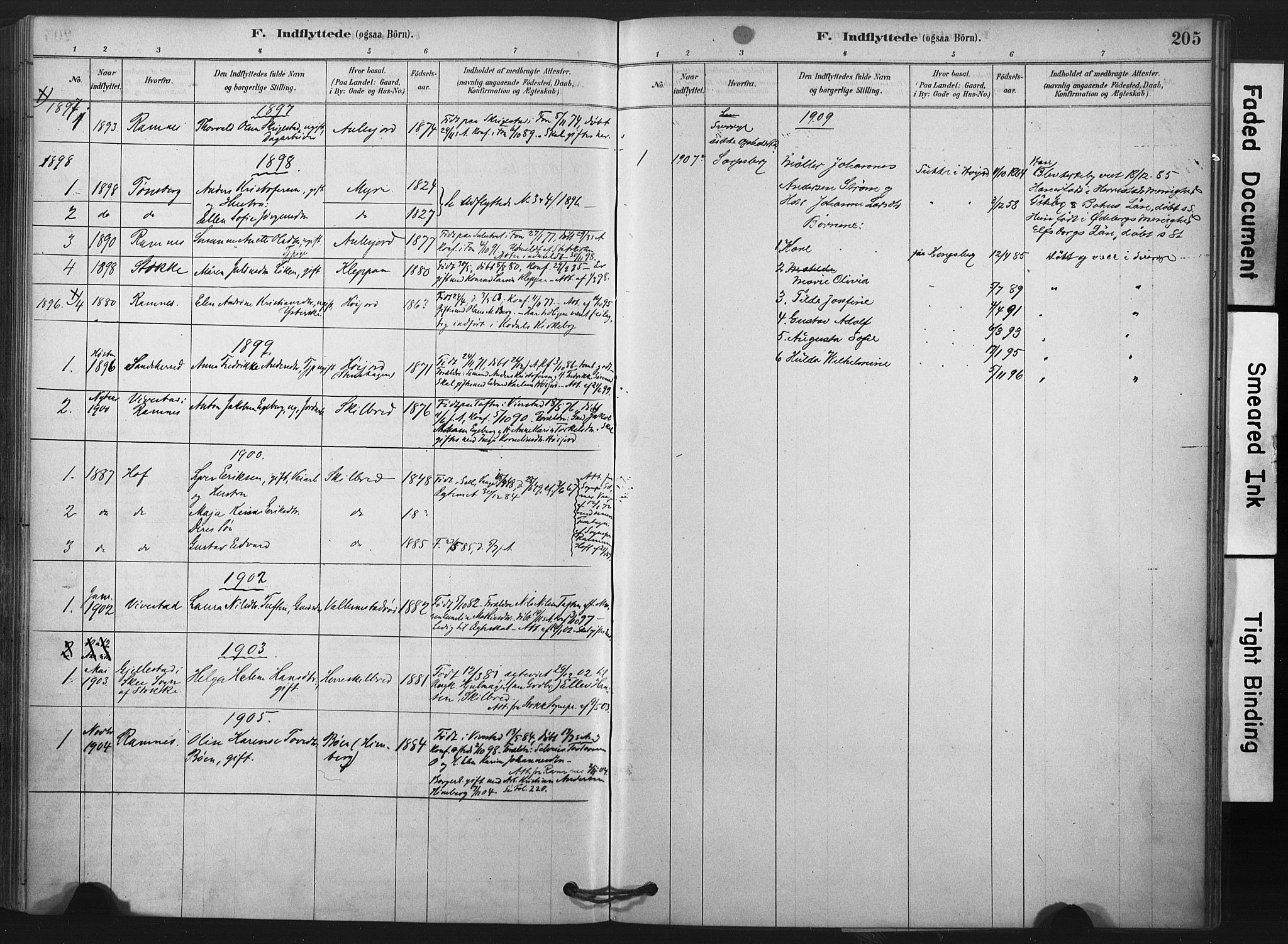 Andebu kirkebøker, AV/SAKO-A-336/F/Fa/L0009: Parish register (official) no. 9, 1878-1909, p. 205