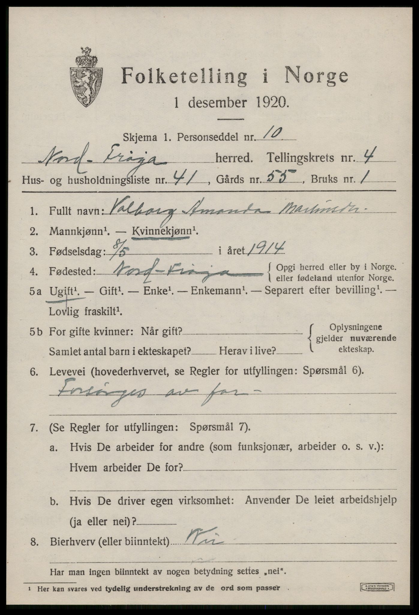 SAT, 1920 census for Nord-Frøya, 1920, p. 8629