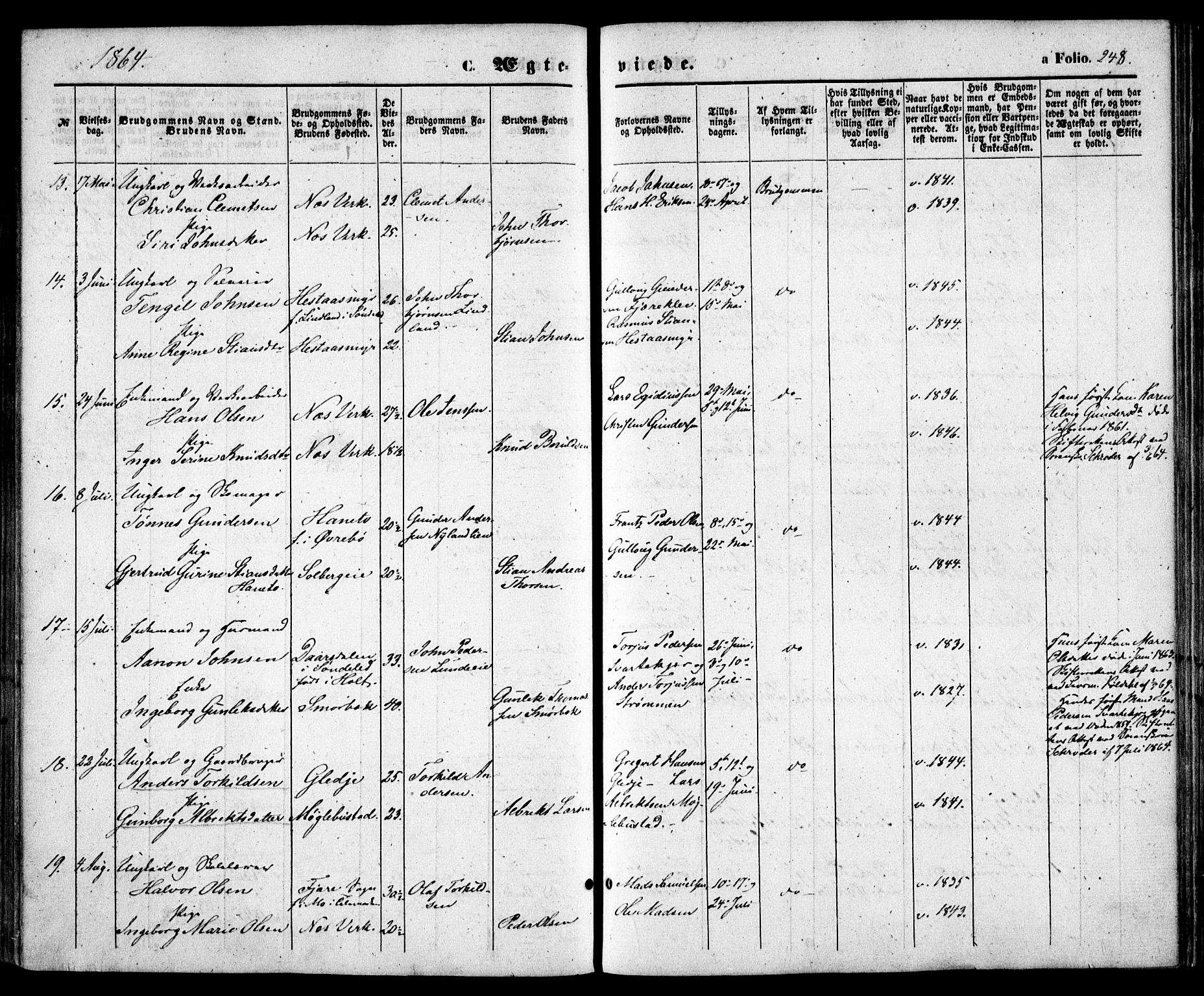 Holt sokneprestkontor, AV/SAK-1111-0021/F/Fa/L0009: Parish register (official) no. A 9, 1861-1871, p. 248