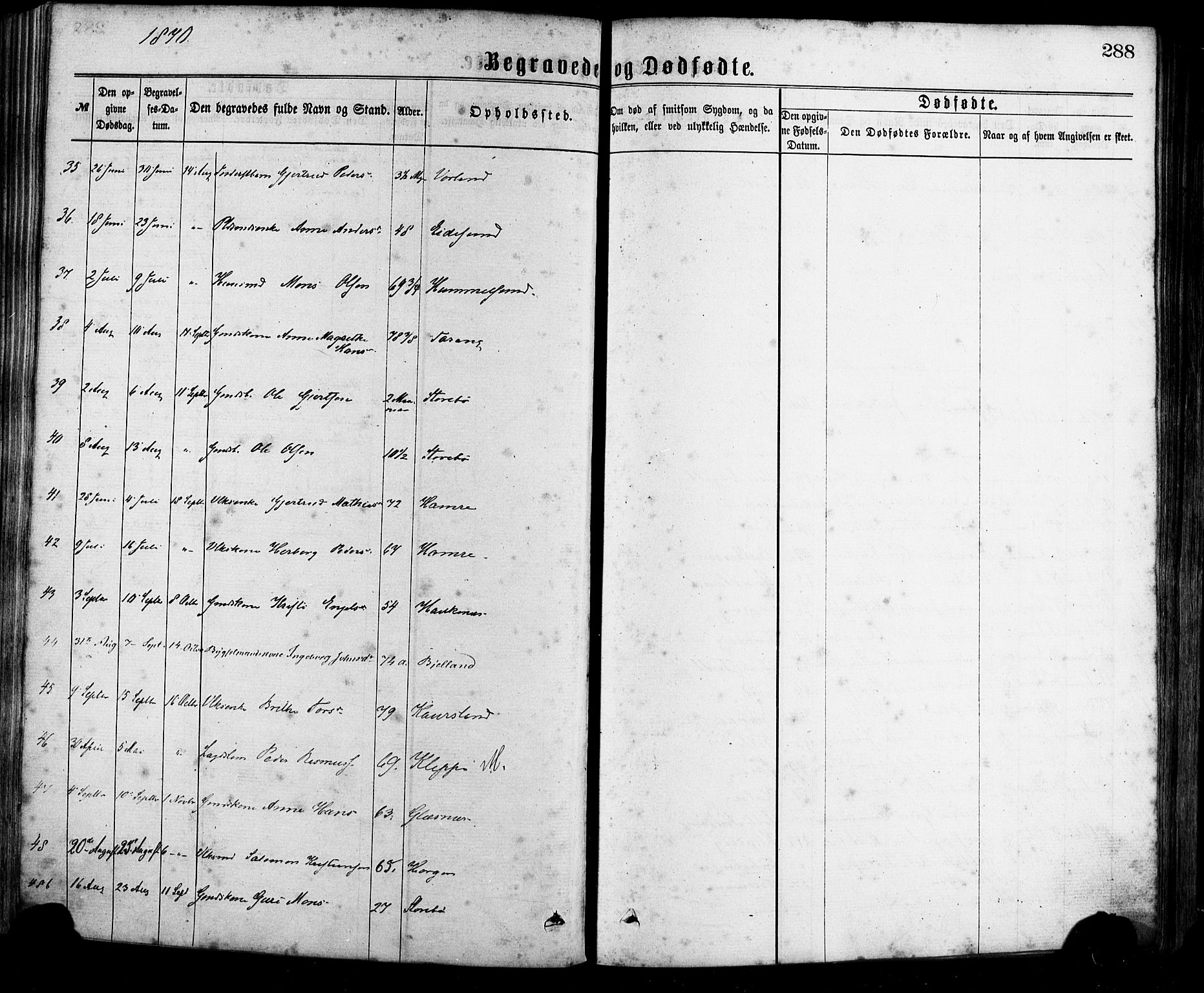 Sund sokneprestembete, AV/SAB-A-99930: Parish register (official) no. A 15, 1867-1881, p. 288