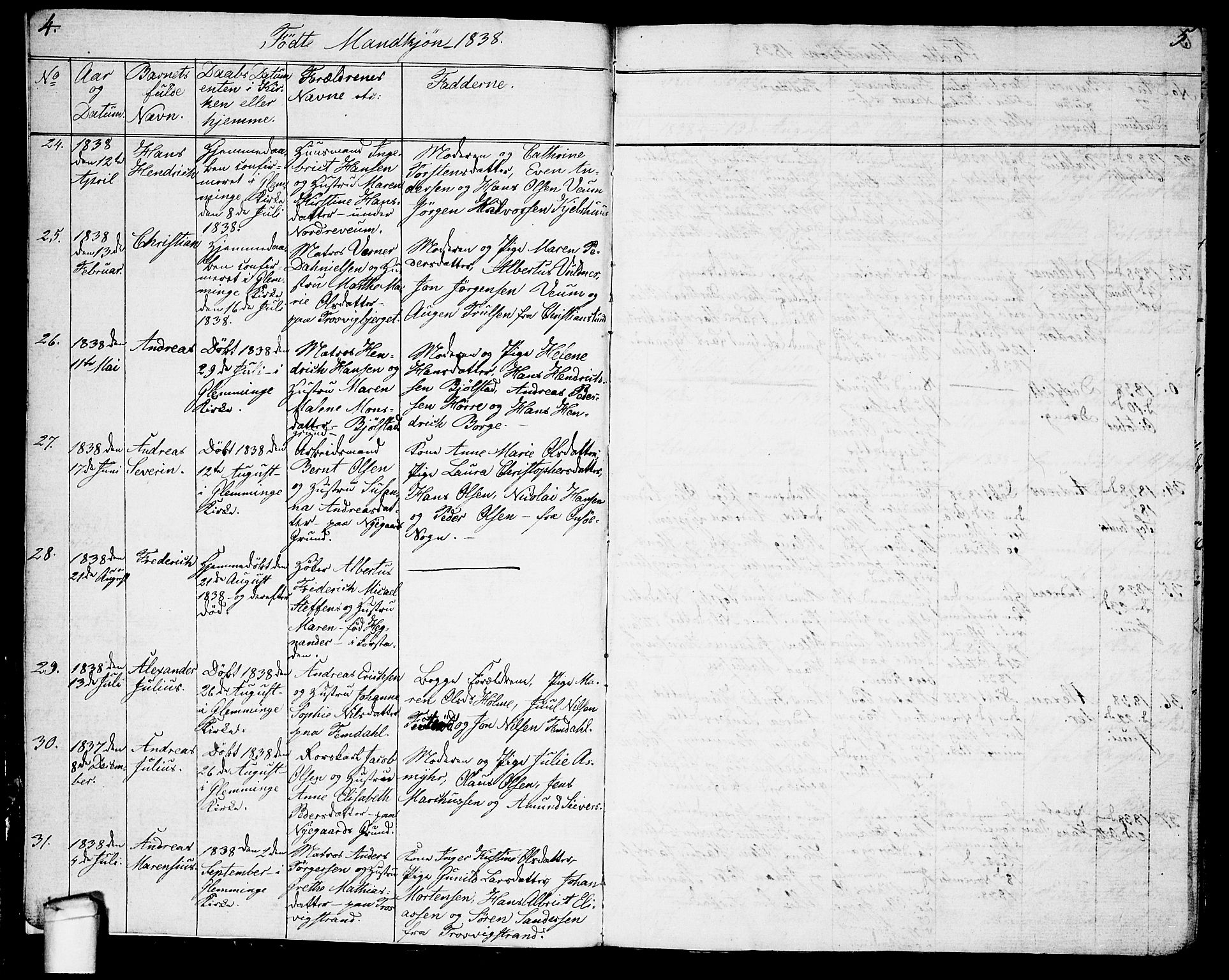 Glemmen prestekontor Kirkebøker, AV/SAO-A-10908/G/Ga/L0002: Parish register (copy) no. 2, 1838-1851, p. 4-5