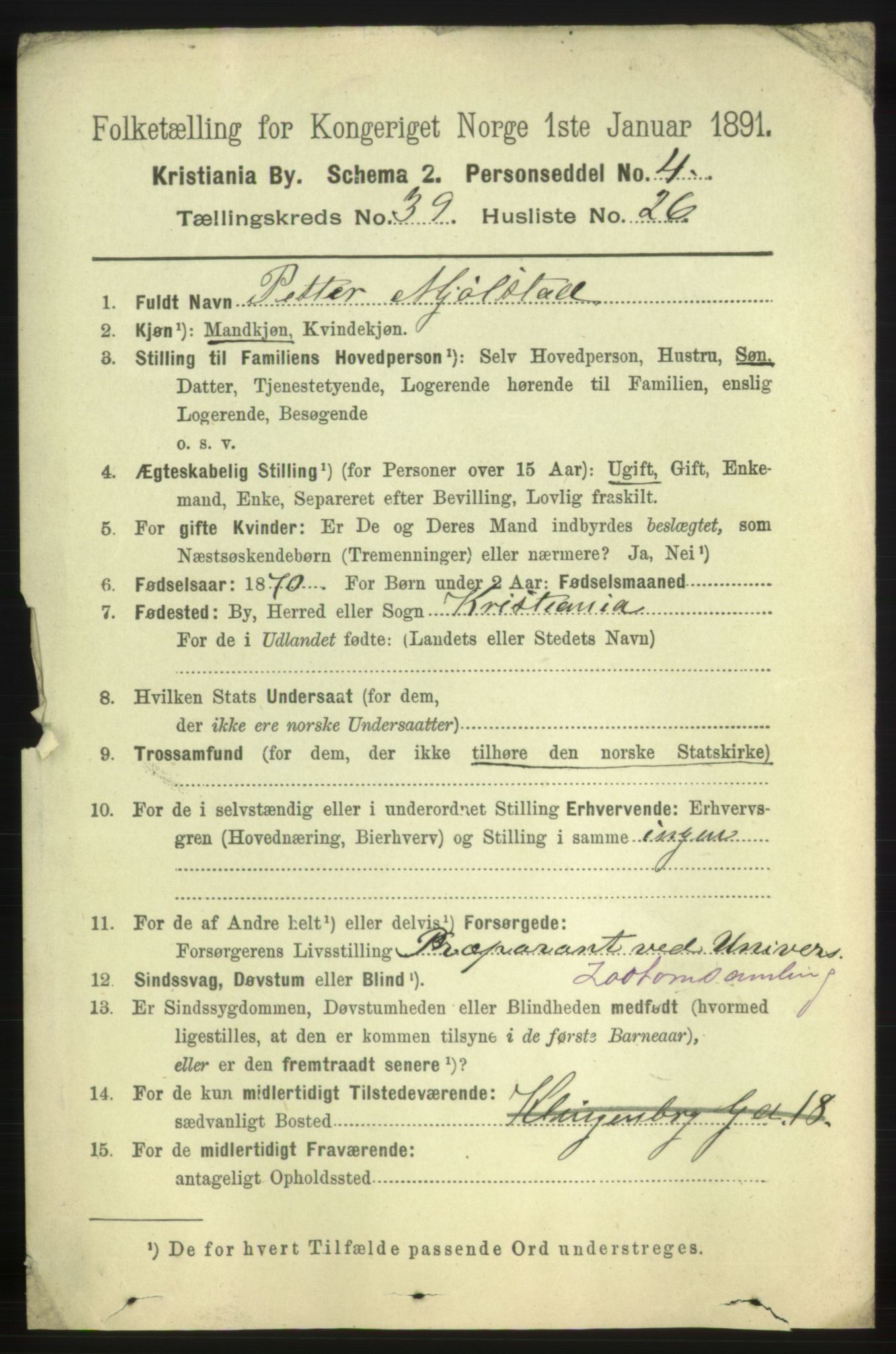 RA, 1891 census for 0301 Kristiania, 1891, p. 22487