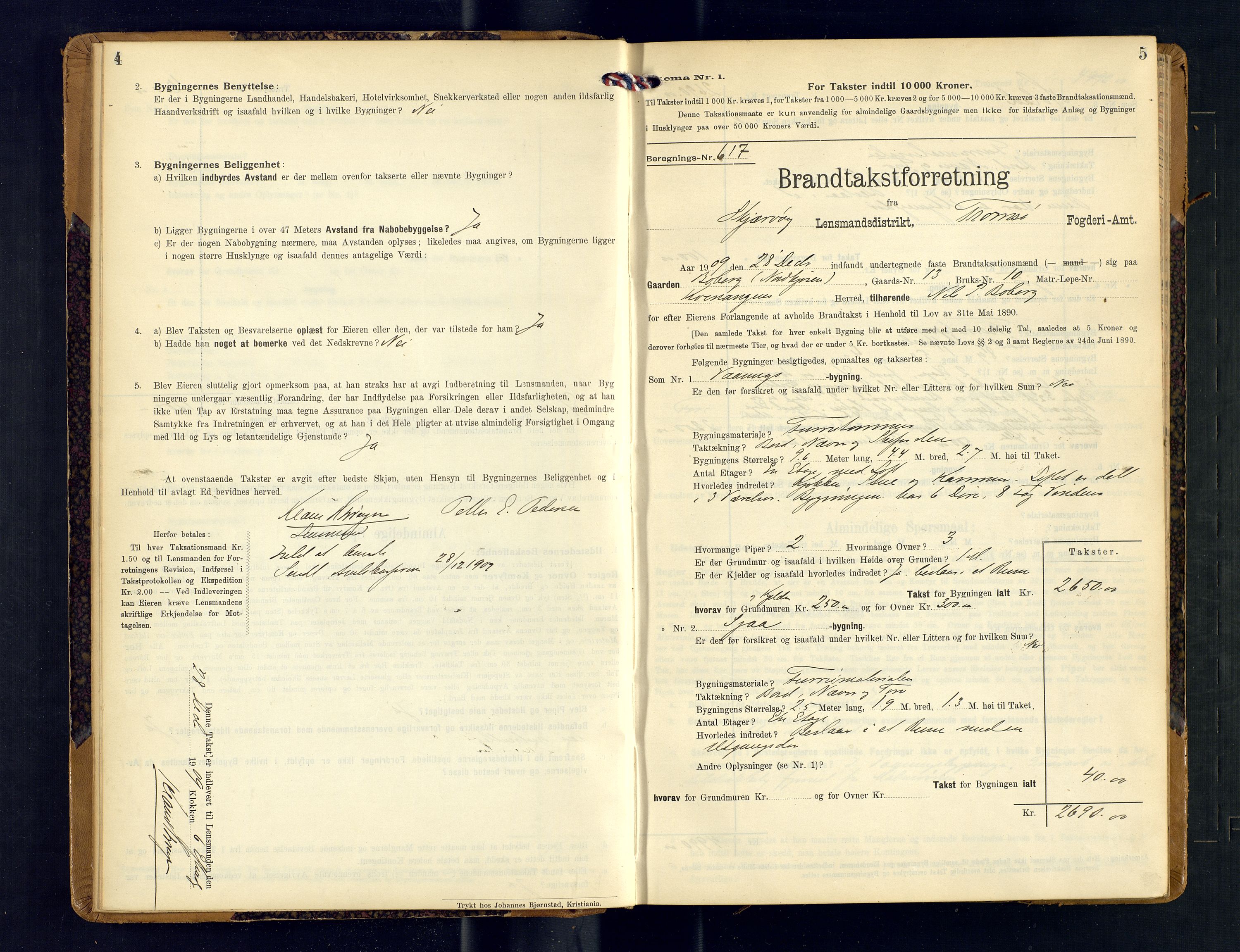 Skjervøy lensmannskontor, AV/SATØ-SATØ-63/F/Fu/Fub/L0247: Branntakstprotokoll (S), 1909-1912, p. 4-5