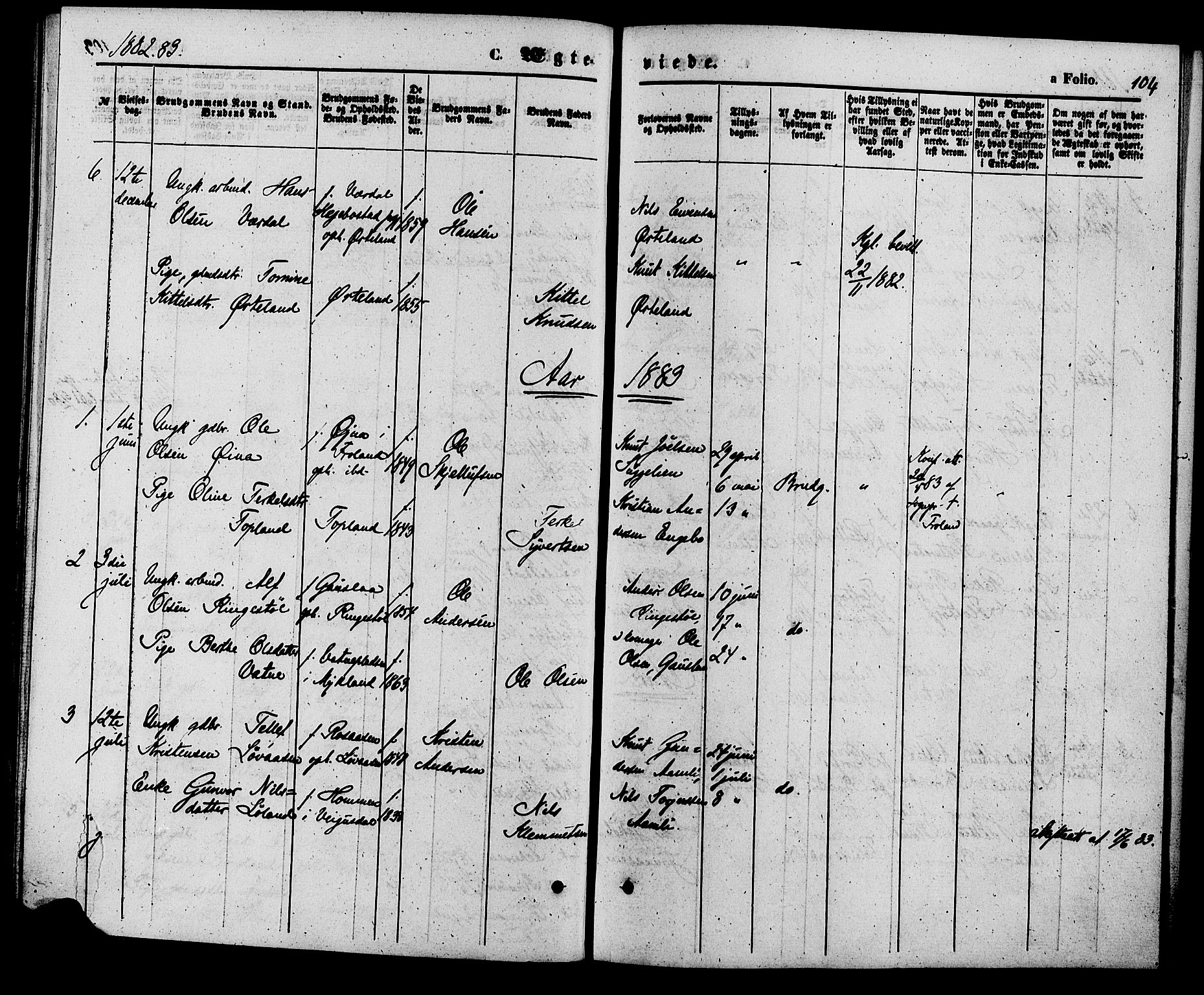 Herefoss sokneprestkontor, AV/SAK-1111-0019/F/Fa/Faa/L0002: Parish register (official) no. A 2, 1861-1886, p. 104