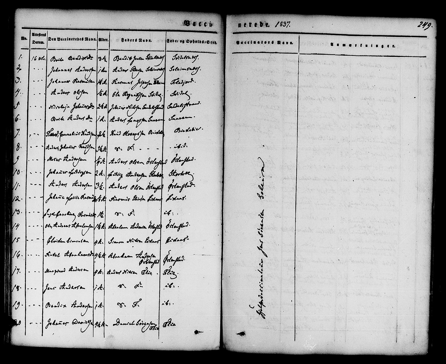 Jølster sokneprestembete, SAB/A-80701/H/Haa/Haaa/L0009: Parish register (official) no. A 9, 1833-1848, p. 249