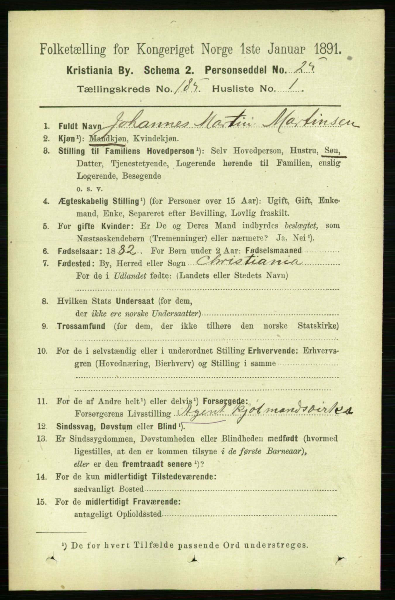RA, 1891 census for 0301 Kristiania, 1891, p. 110901