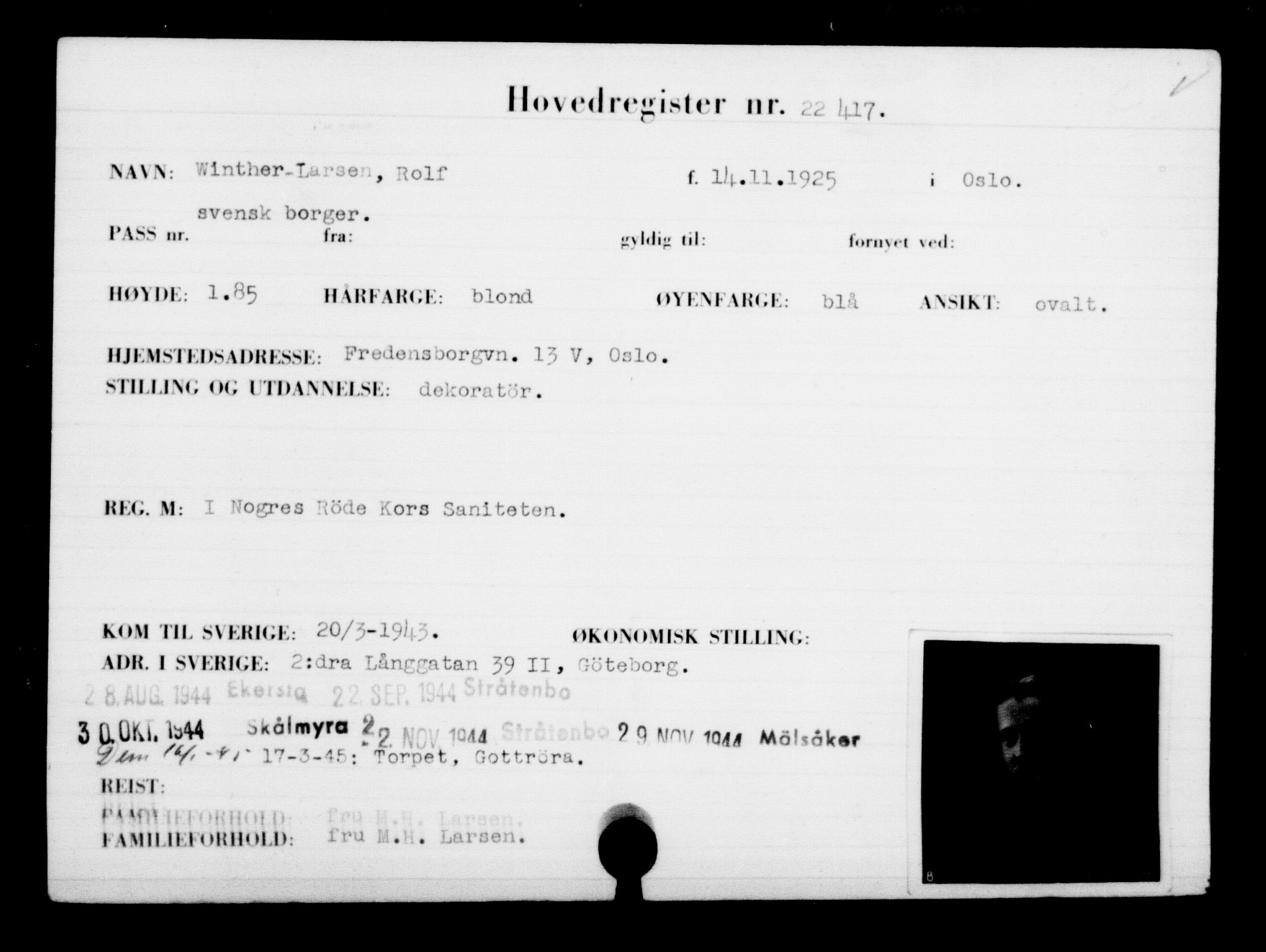 Den Kgl. Norske Legasjons Flyktningskontor, AV/RA-S-6753/V/Va/L0010: Kjesäterkartoteket.  Flyktningenr. 22000-25314, 1940-1945, p. 466