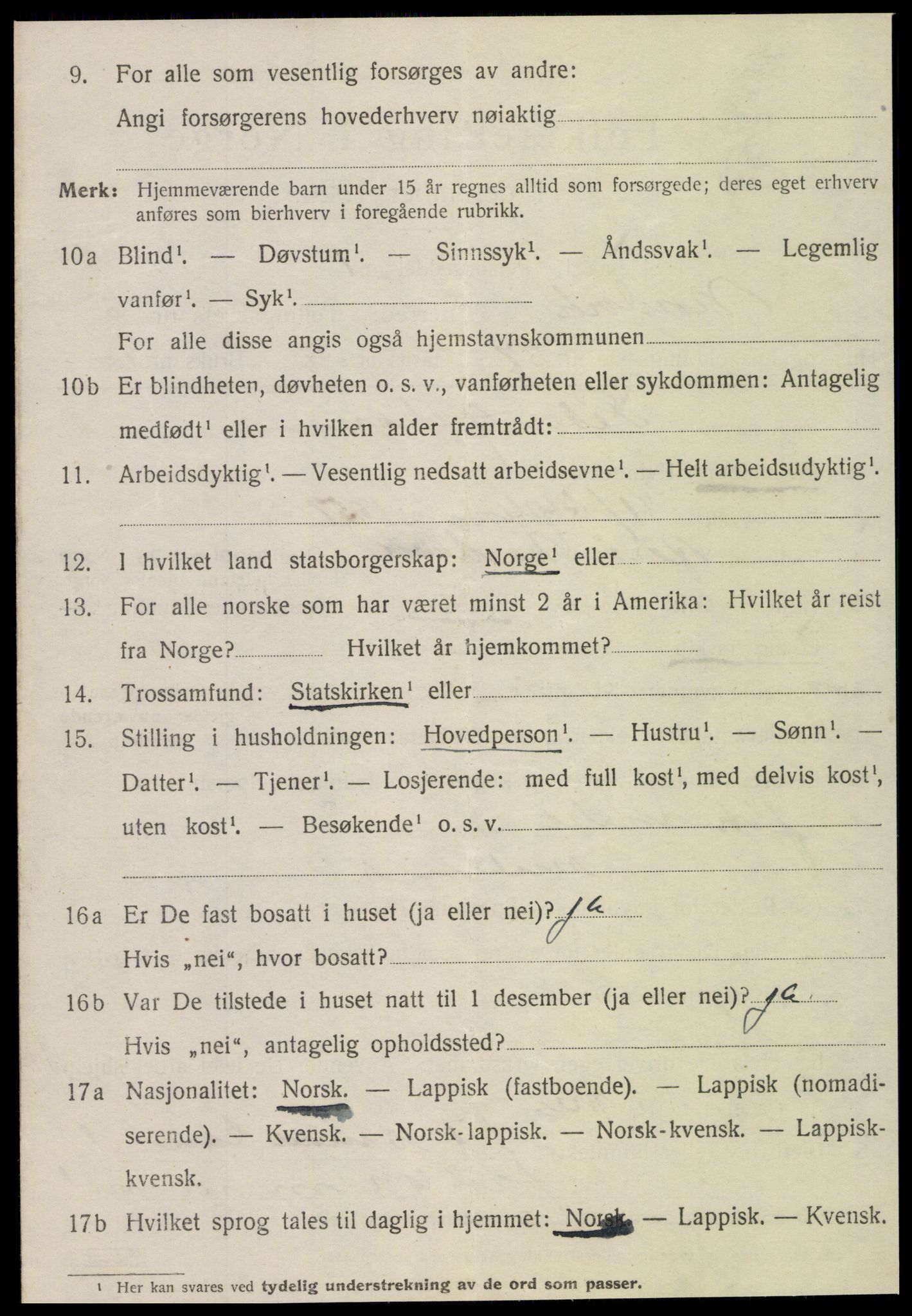 SAT, 1920 census for Nordvik, 1920, p. 2607