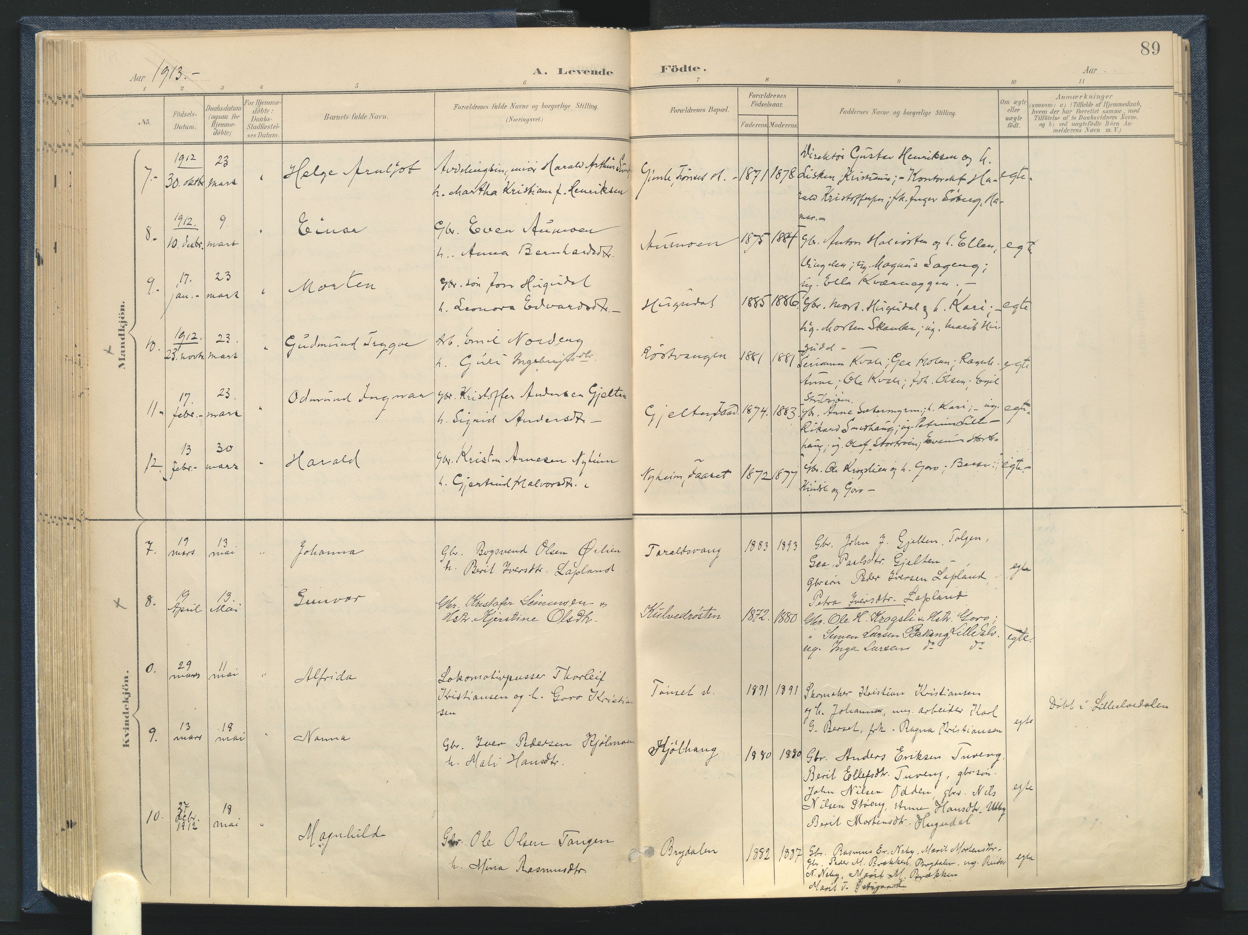Tynset prestekontor, SAH/PREST-058/H/Ha/Haa/L0025: Parish register (official) no. 25, 1900-1914, p. 89