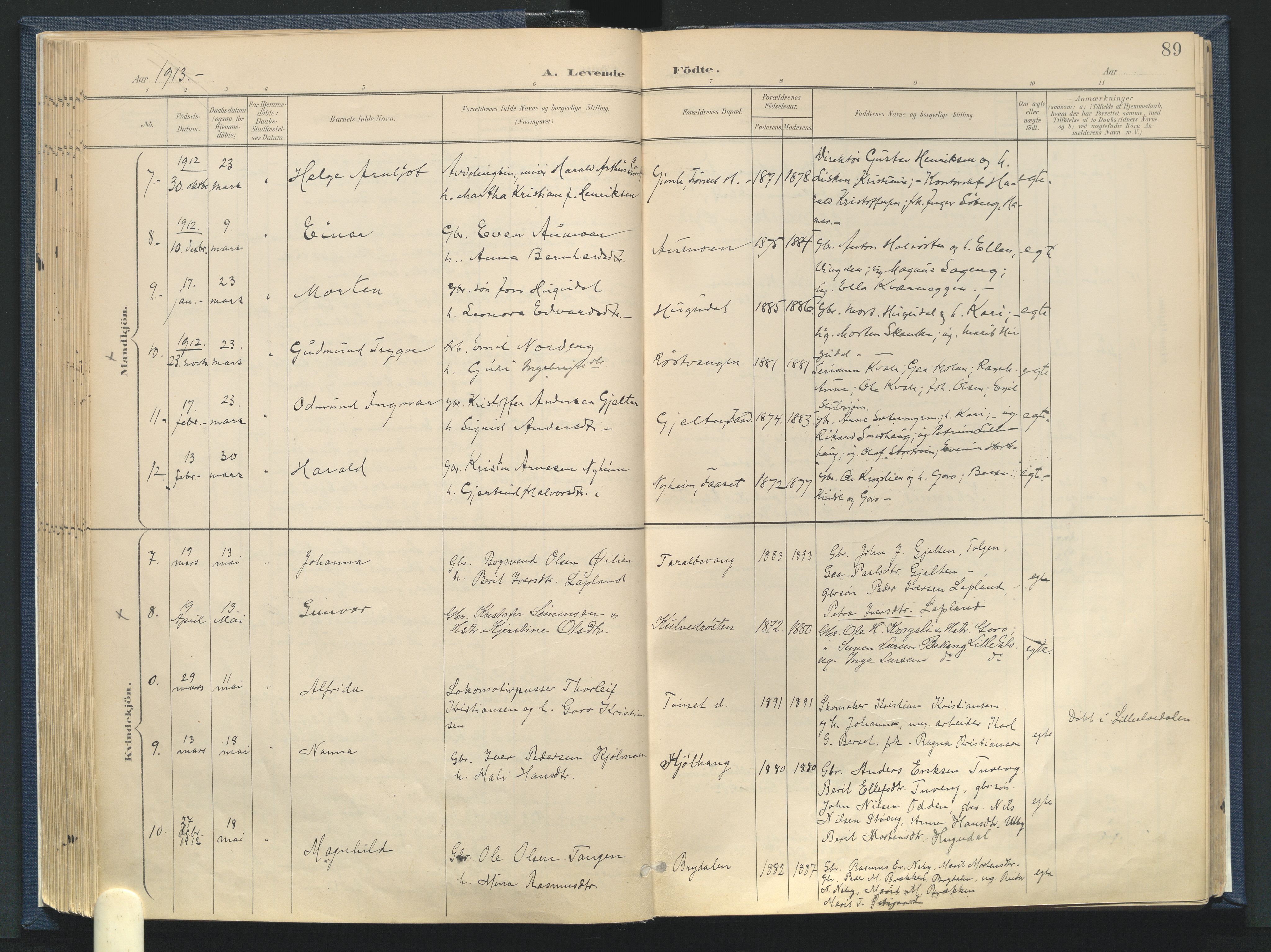 Tynset prestekontor, AV/SAH-PREST-058/H/Ha/Haa/L0025: Parish register (official) no. 25, 1900-1914, p. 89