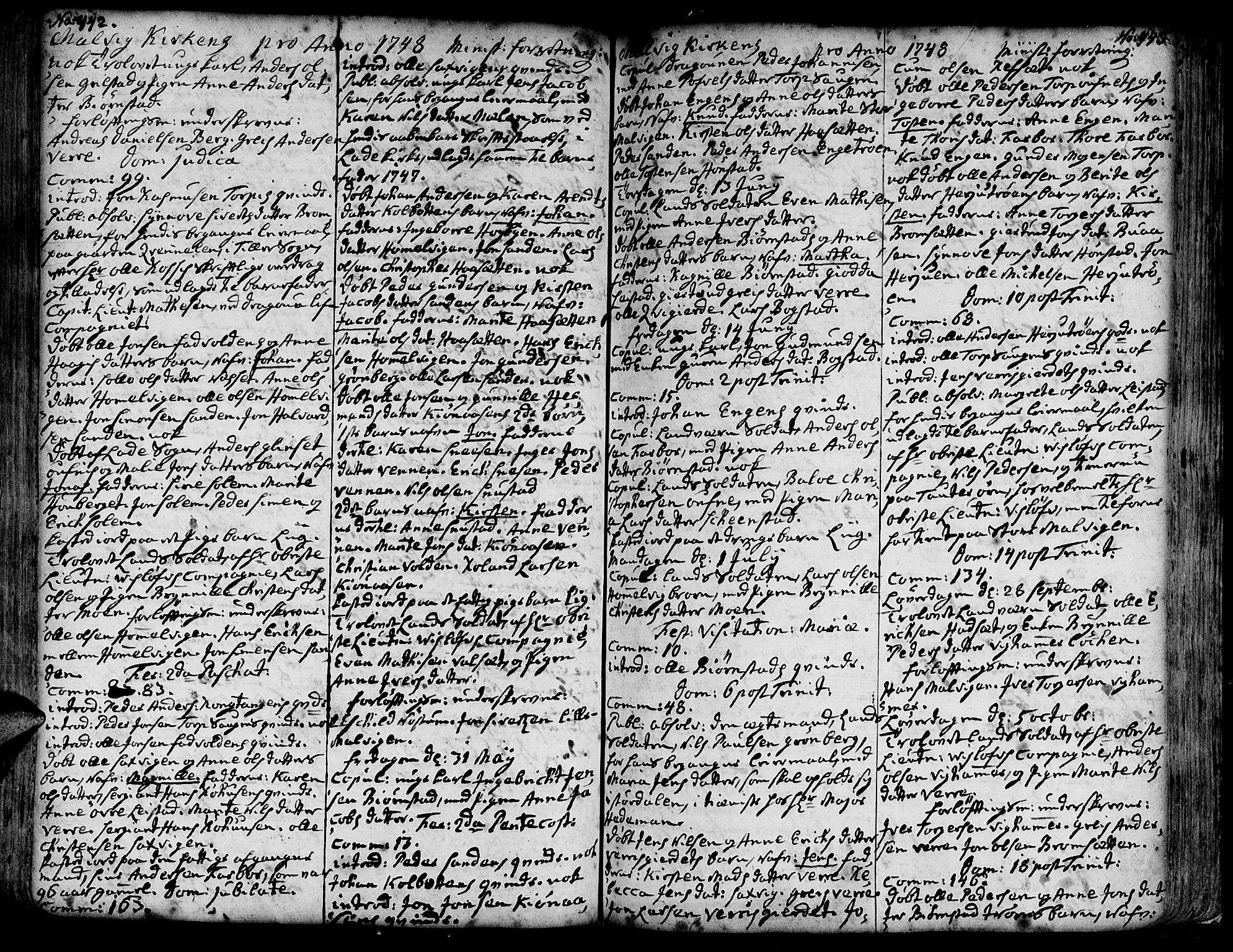 Ministerialprotokoller, klokkerbøker og fødselsregistre - Sør-Trøndelag, SAT/A-1456/606/L0277: Parish register (official) no. 606A01 /3, 1727-1780, p. 442-443