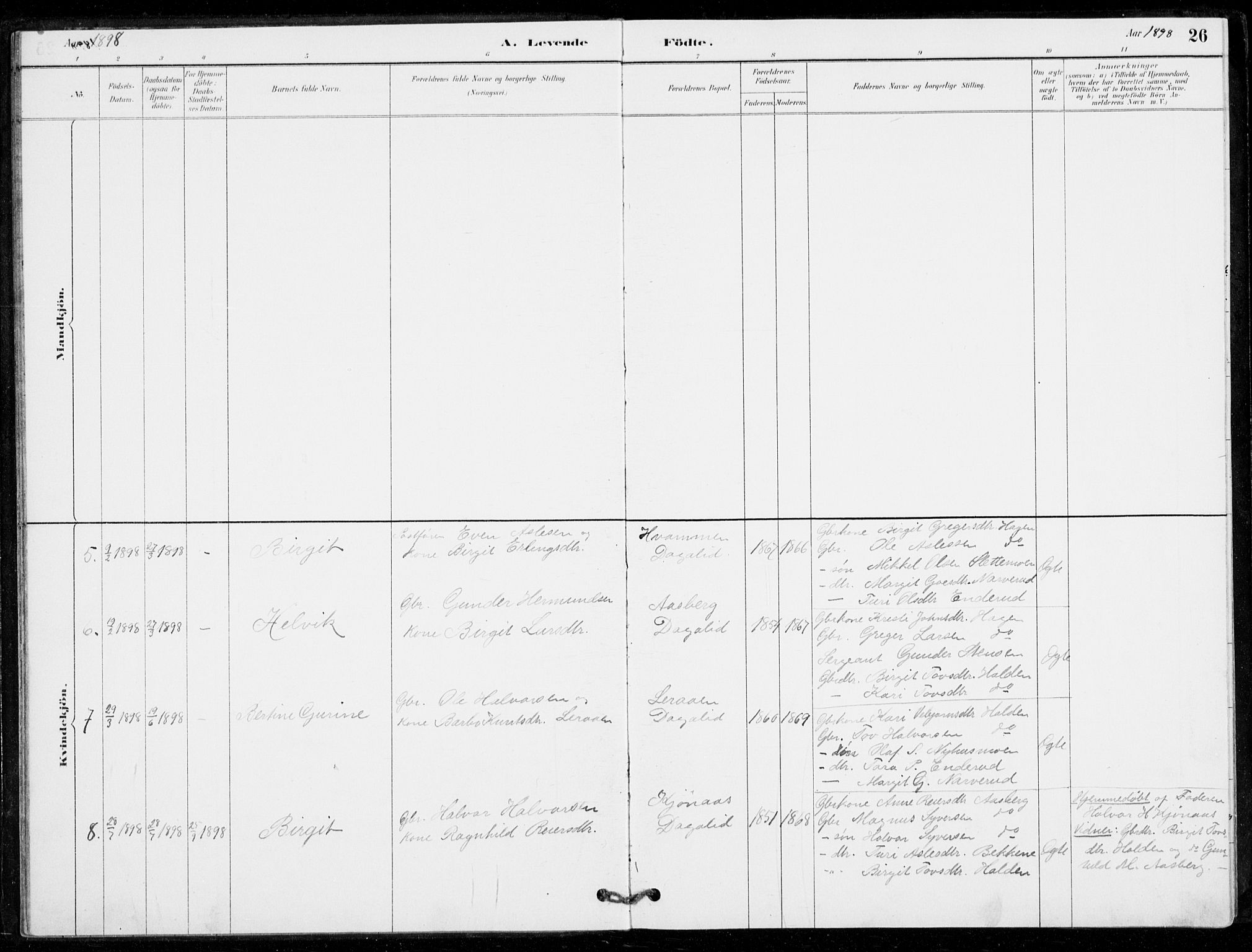 Nore kirkebøker, AV/SAKO-A-238/G/Gc/L0003: Parish register (copy) no. III 3, 1881-1941, p. 26