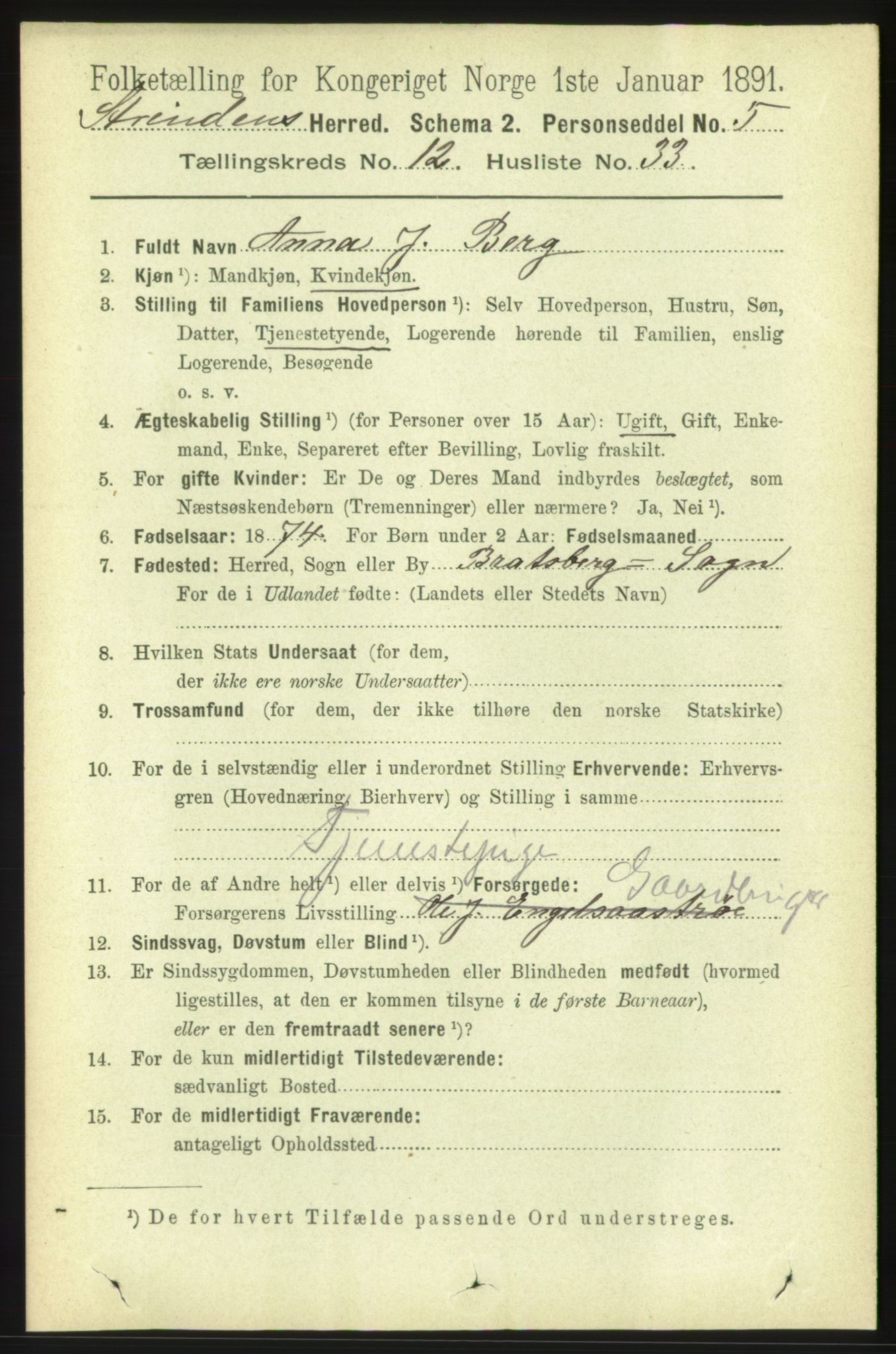 RA, 1891 census for 1660 Strinda, 1891, p. 9704