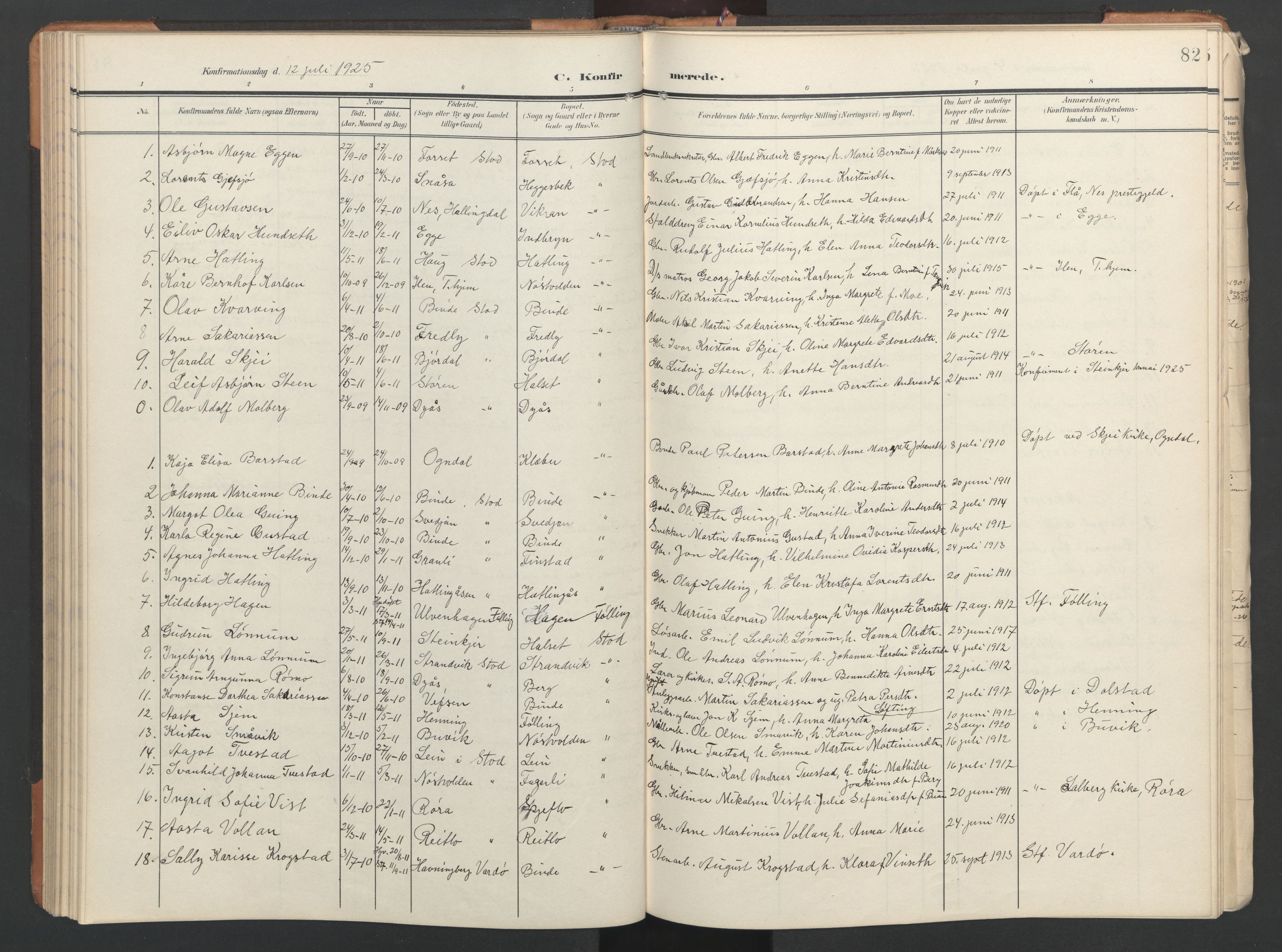 Ministerialprotokoller, klokkerbøker og fødselsregistre - Nord-Trøndelag, SAT/A-1458/746/L0455: Parish register (copy) no. 746C01, 1908-1933, p. 82