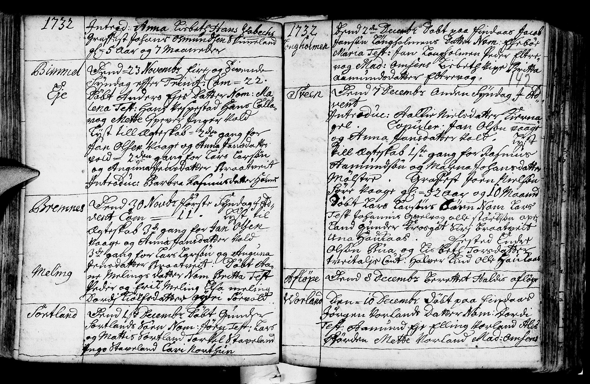 Finnås sokneprestembete, AV/SAB-A-99925/H/Ha/Haa/Haaa/L0001: Parish register (official) no. A 1, 1718-1744, p. 142