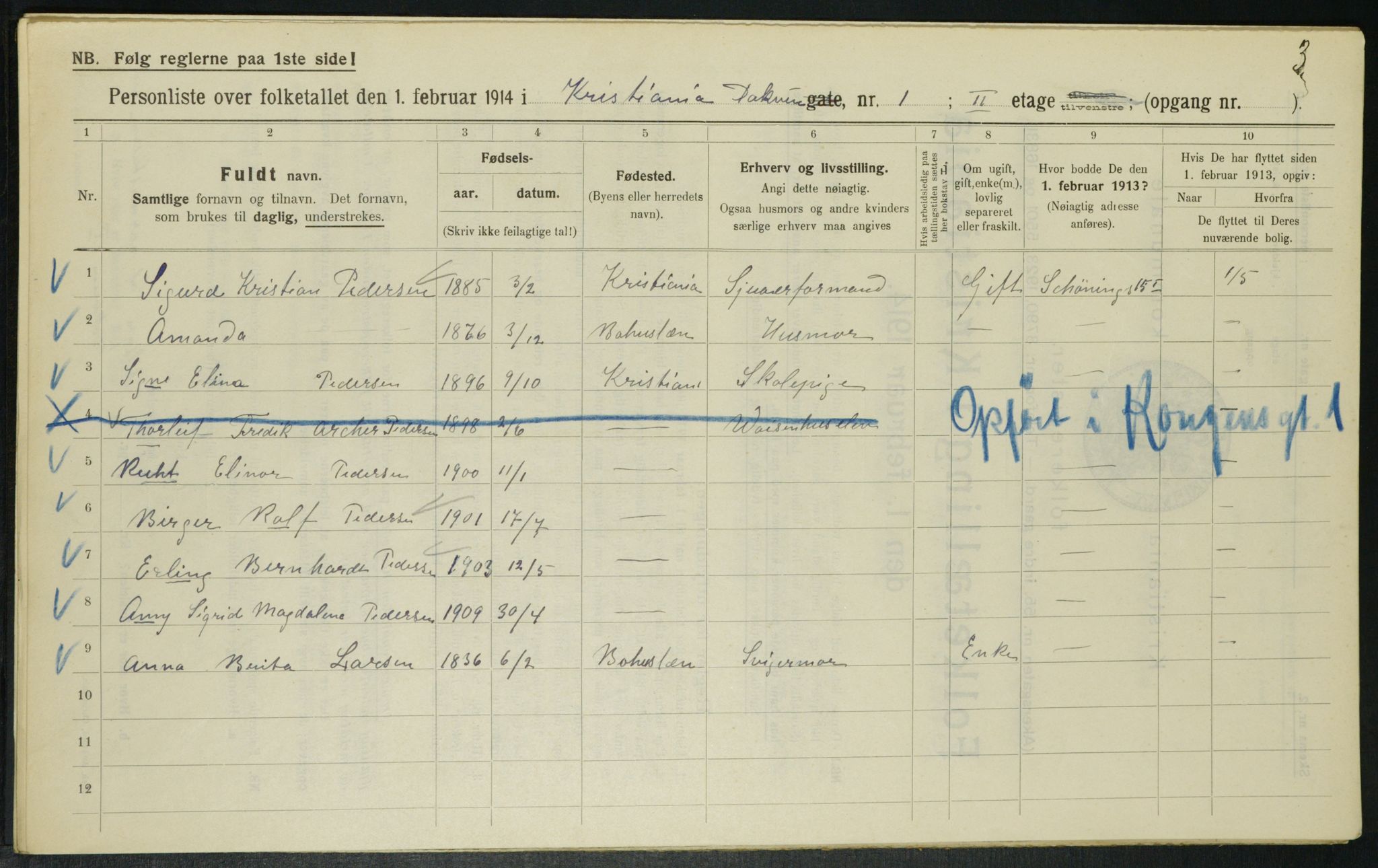 OBA, Municipal Census 1914 for Kristiania, 1914, p. 15982