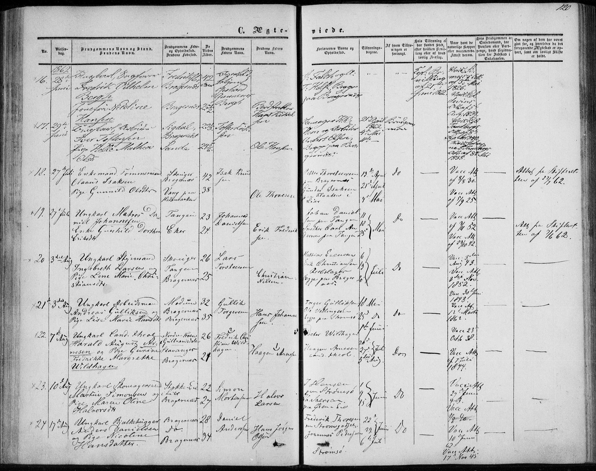 Bragernes kirkebøker, SAKO/A-6/F/Fc/L0002: Parish register (official) no. III 2, 1854-1865, p. 120