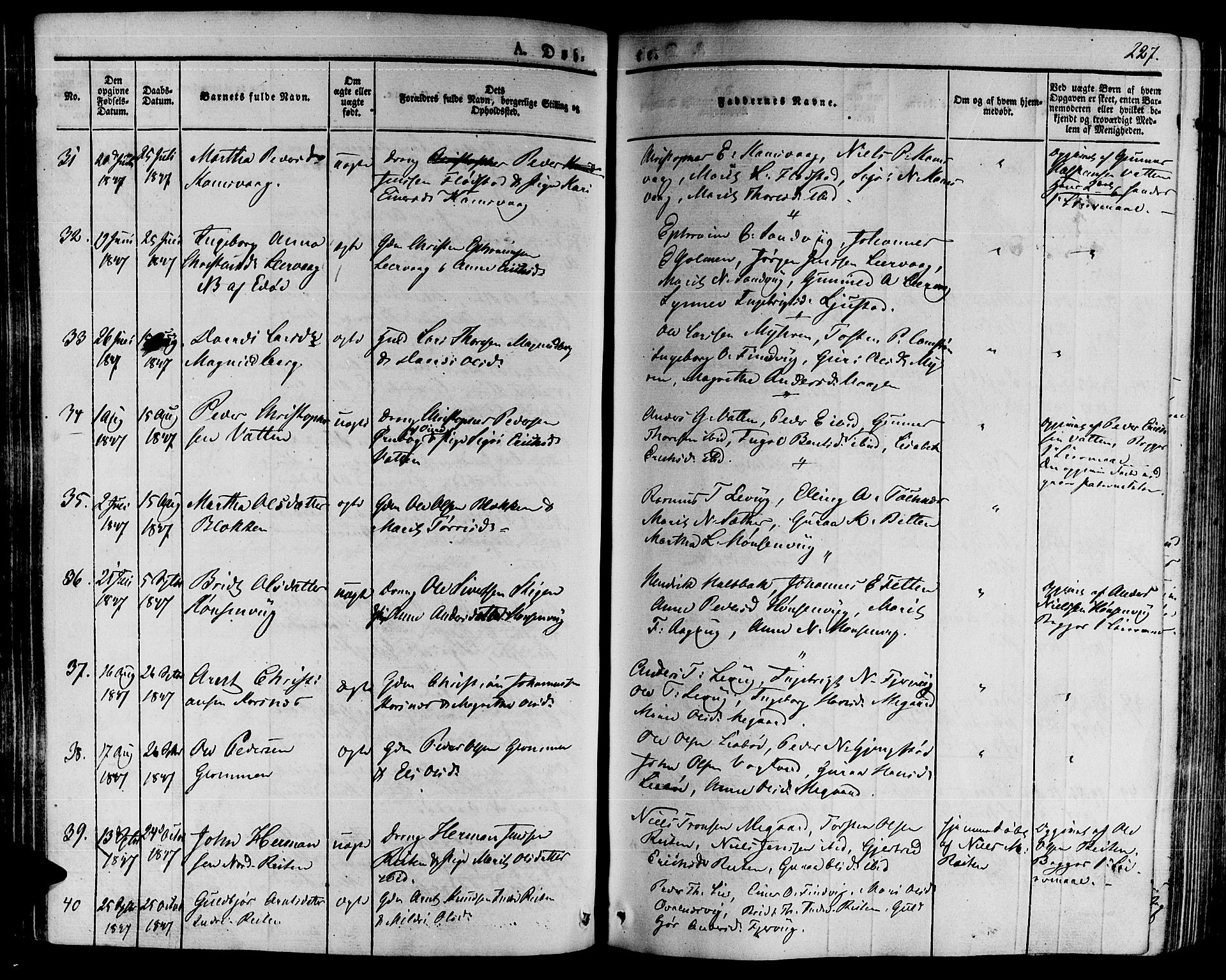 Ministerialprotokoller, klokkerbøker og fødselsregistre - Møre og Romsdal, AV/SAT-A-1454/592/L1025: Parish register (official) no. 592A03 /2, 1831-1849, p. 227