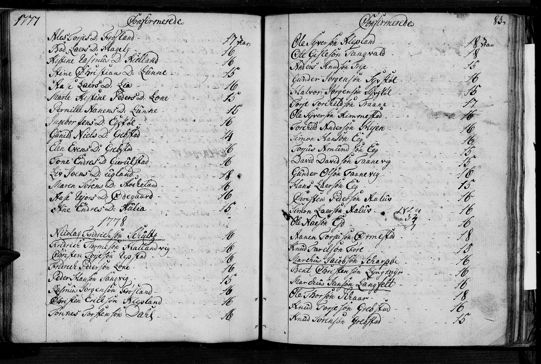 Søgne sokneprestkontor, SAK/1111-0037/F/Fa/Fab/L0004: Parish register (official) no. A 4, 1770-1822, p. 82-83