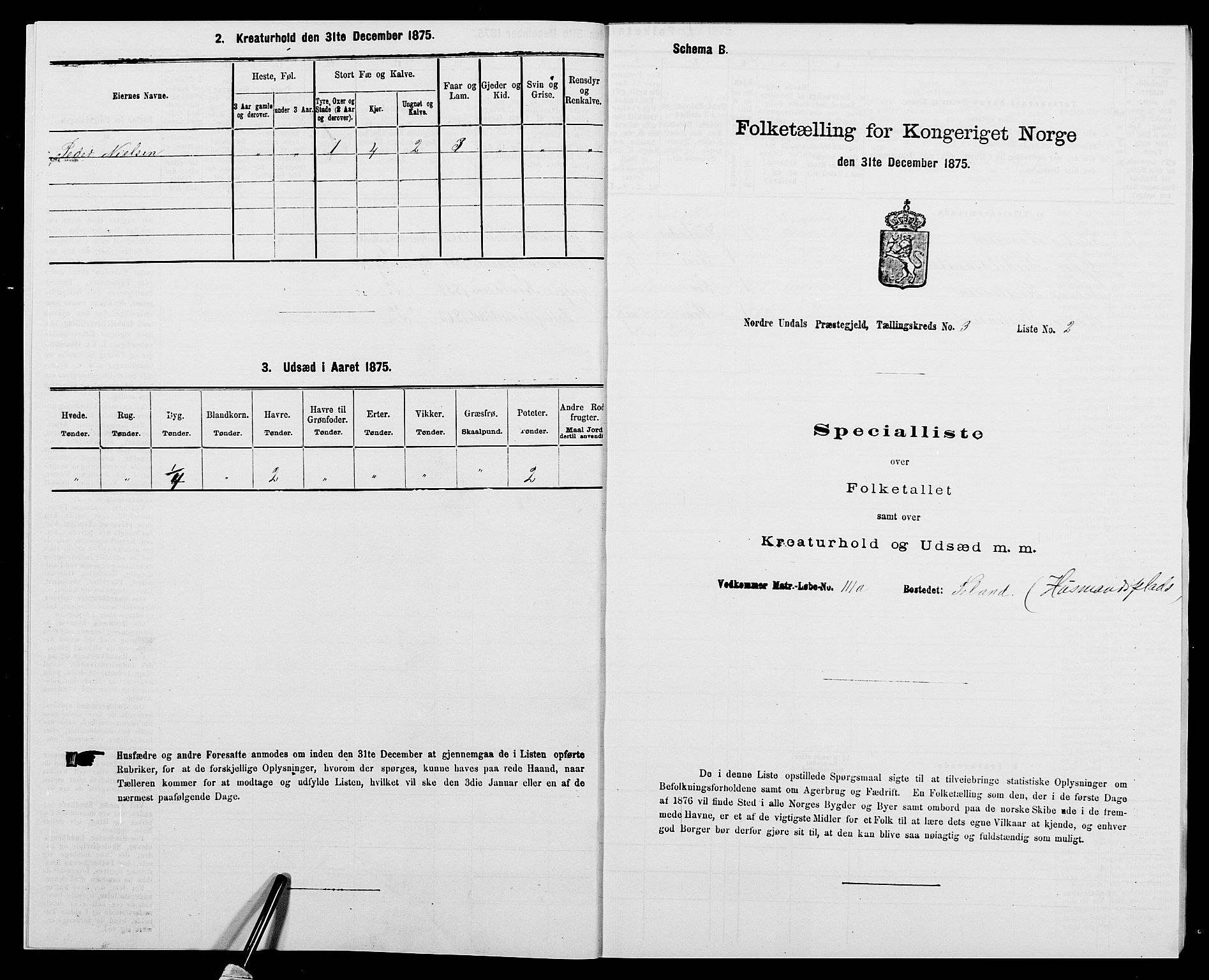 SAK, 1875 census for 1028P Nord-Audnedal, 1875, p. 253