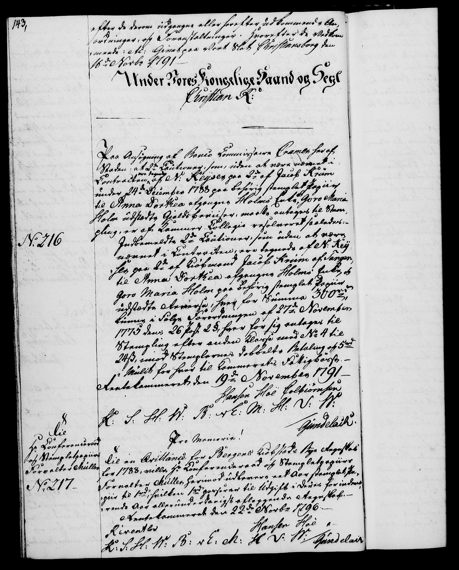 Rentekammeret, Kammerkanselliet, RA/EA-3111/G/Gg/Gga/L0015: Norsk ekspedisjonsprotokoll med register (merket RK 53.15), 1790-1791, p. 143