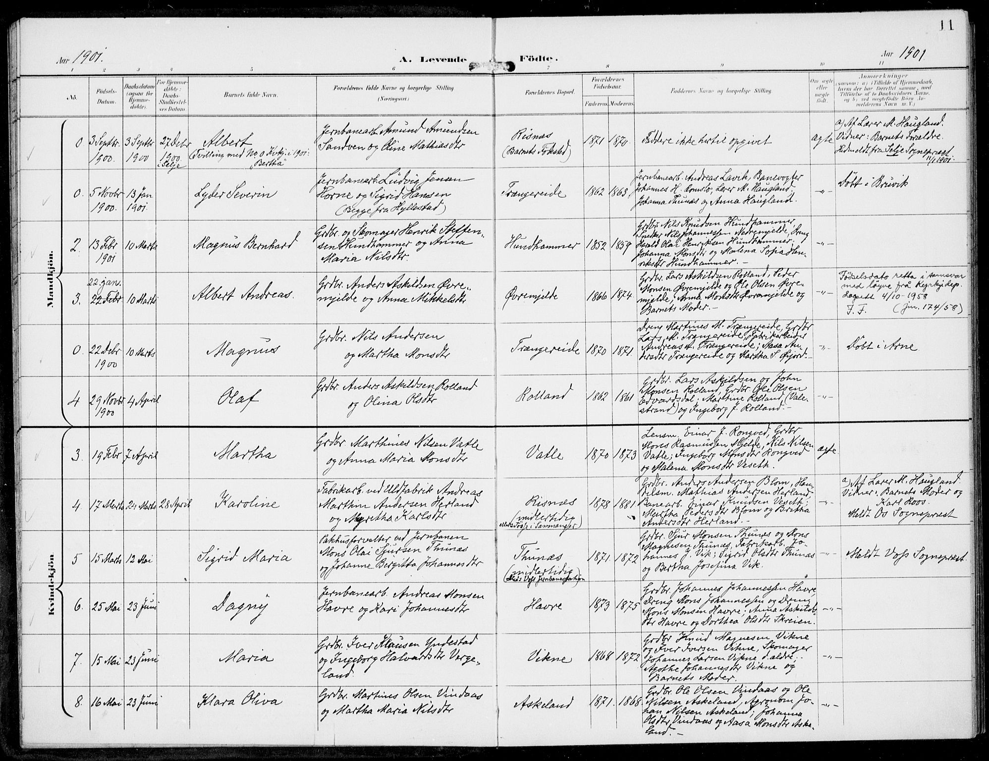 Haus sokneprestembete, SAB/A-75601/H/Haa: Parish register (official) no. B  2, 1899-1912, p. 11